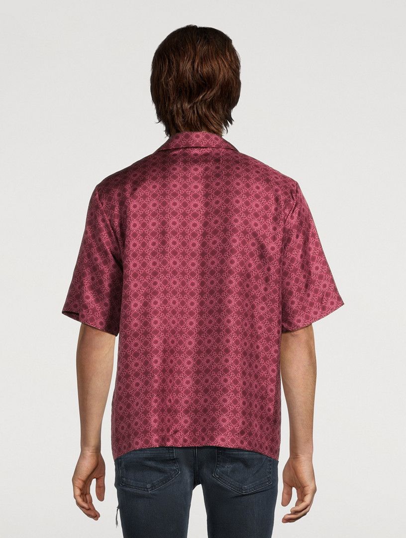 Amiri os11x1225 MA Quad Silk Bowling Shirt in Wine Size US S / EU 44-46 / 1 - 3 Thumbnail