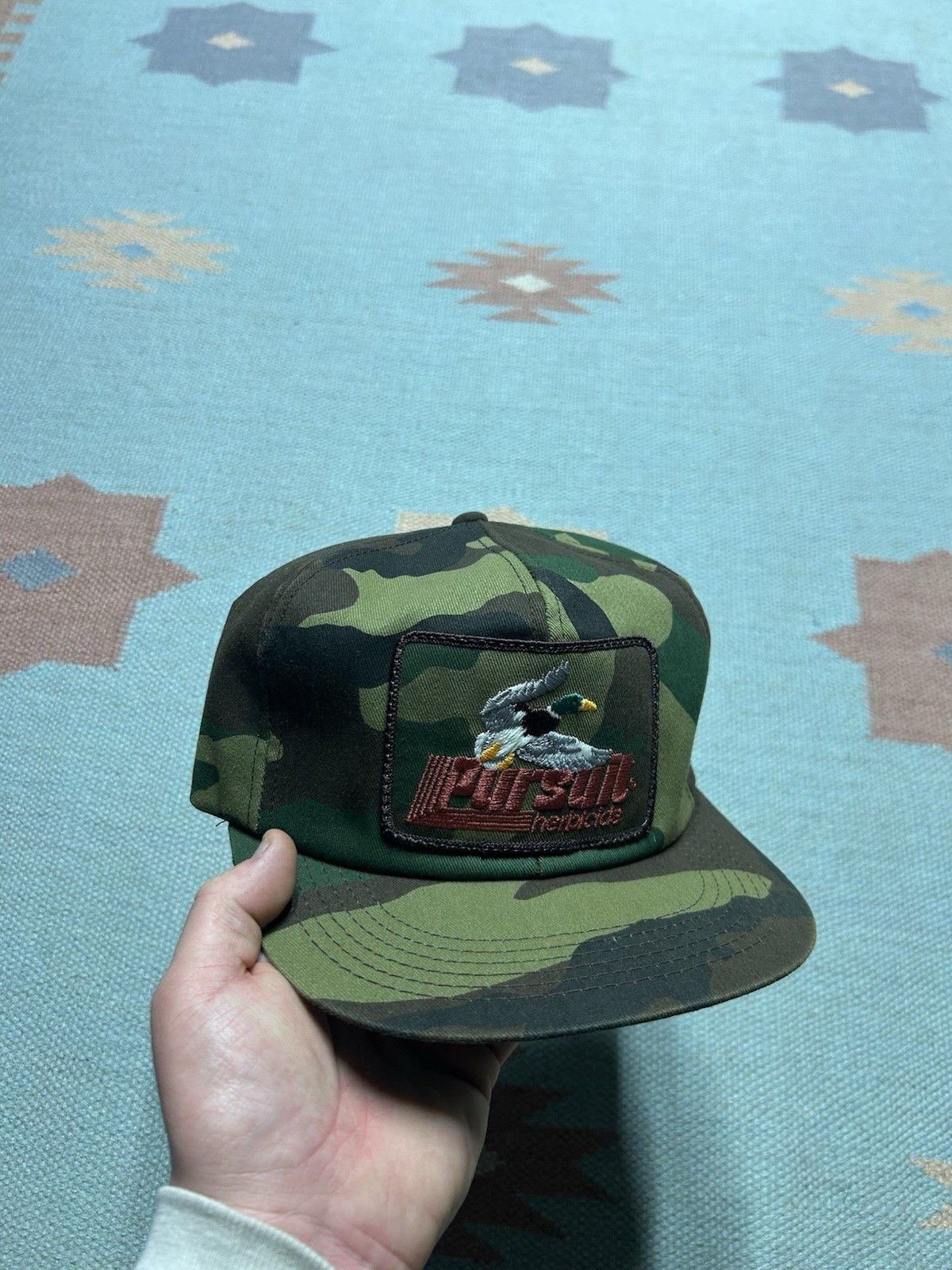 Vintage Vtg k products bran hat camo pursuit herbicide USA duck bird Size ONE SIZE - 1 Thumbnail