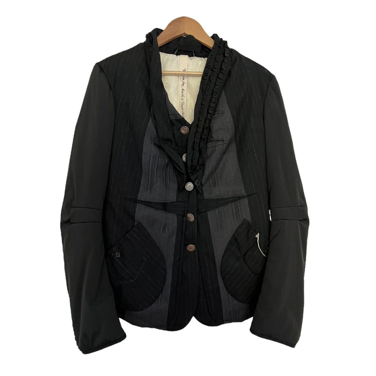 Marithe + Francois Girbaud Marithe Francois girbaud pinstripe ruffle blazer Size US L / EU 52-54 / 3 - 1 Thumbnail