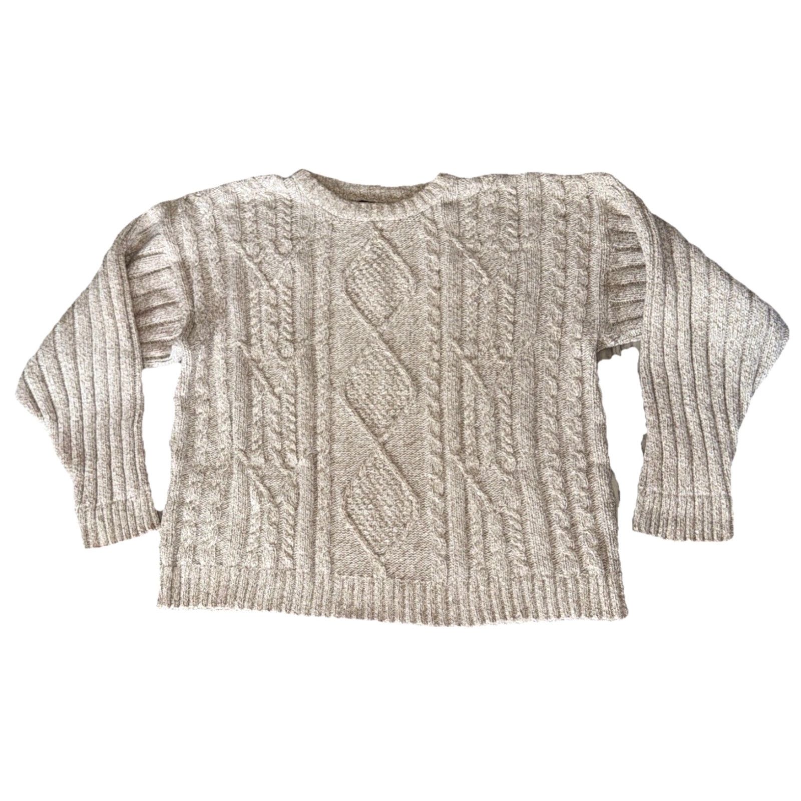 Vintage Retriever Sweater Men's L Cable-Knit Oatmeal Tan Crew Neck Heavyweight Cotton-Acrylic Pullover Regular Fit USA Nature Outdoor Classic Size US L / EU 52-54 / 3 - 2 Thumbnail