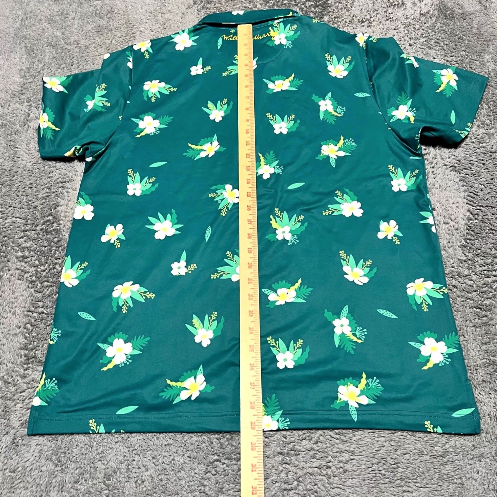 Vintage William Murray Polo Shirt Men Large Green Performance Golf Floral All Over Print Size US L / EU 52-54 / 3 - 6 Thumbnail