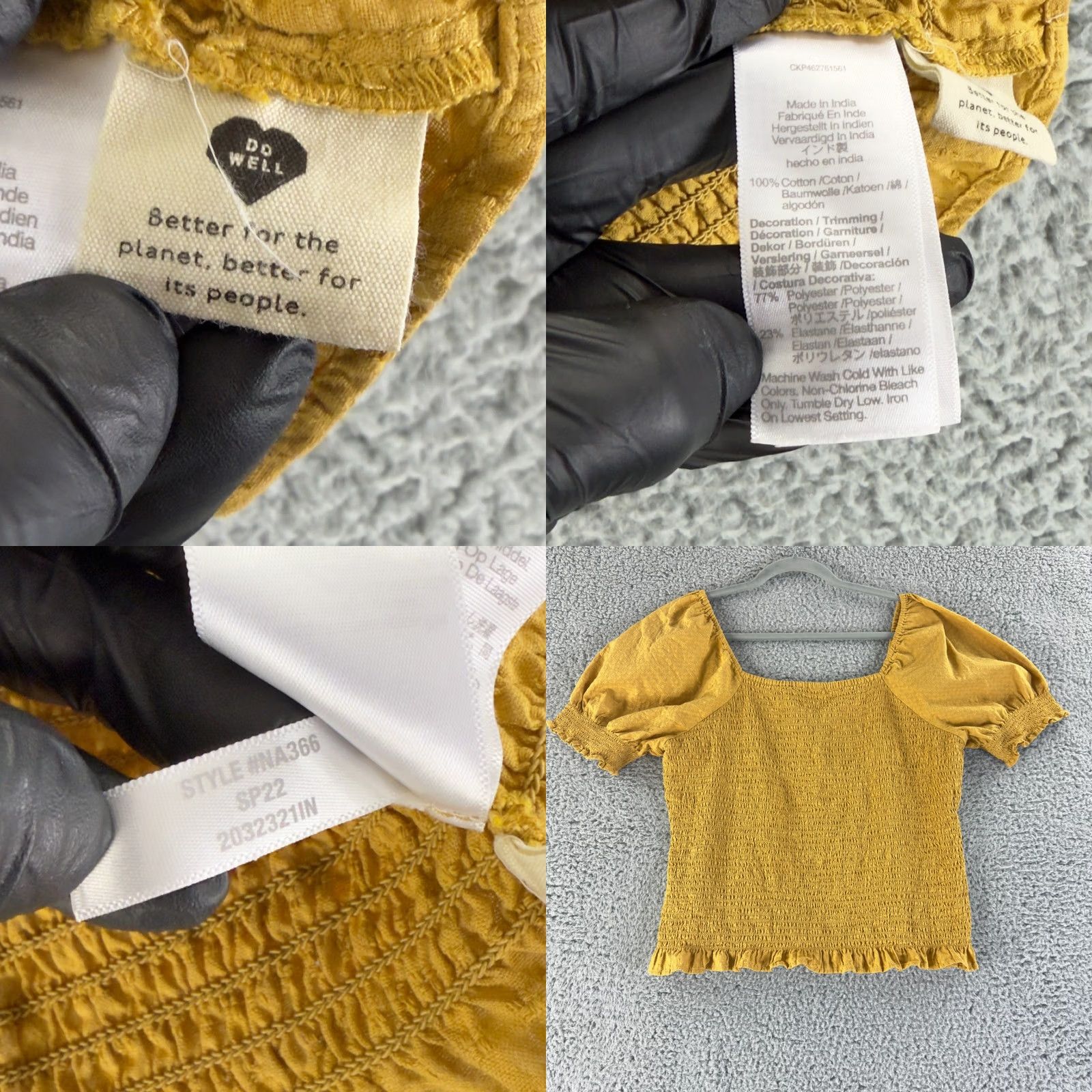 Madewell Madewell Lucie Puff Sleeve Smocked Bodice Top Womens XL Yellow Pullover Size XL / US 12-14 / IT 48-50 - 8 Thumbnail