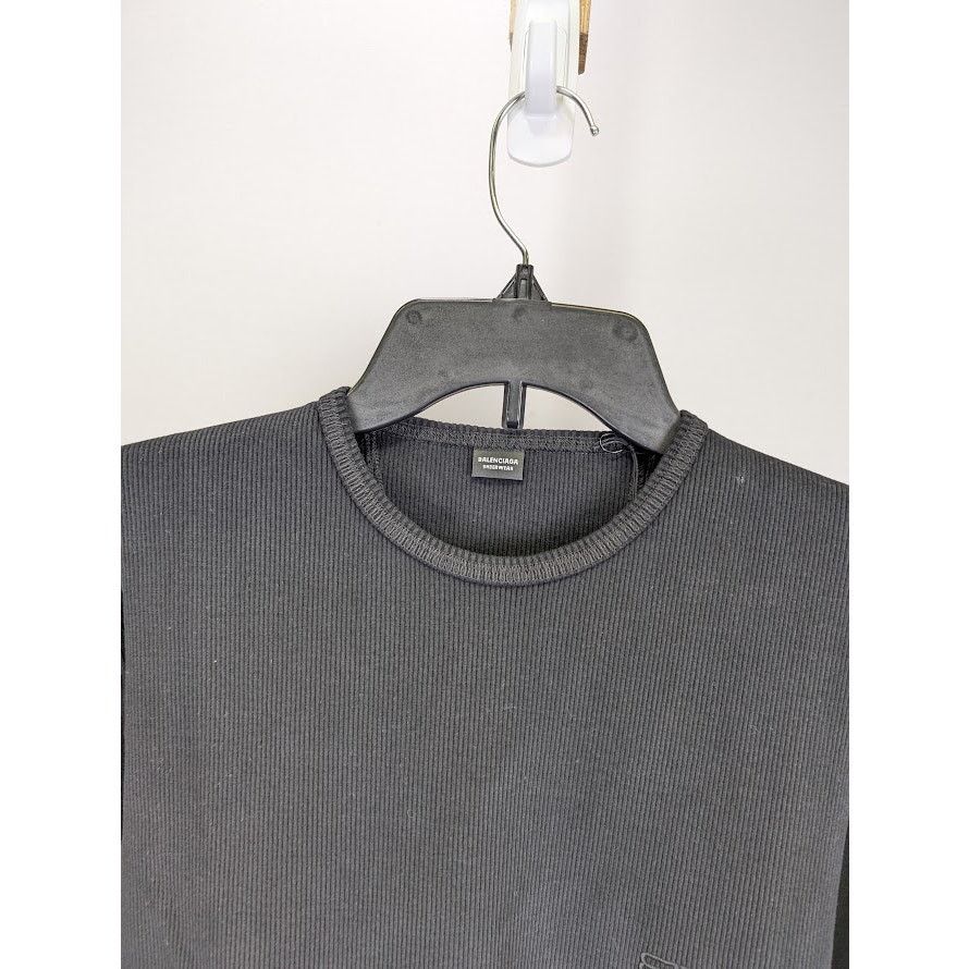 Balenciaga o1rshd1 Ribbed Jersey Stretch E. Long Sleeves Shirt in Black Size US M / EU 48-50 / 2 - 4 Thumbnail