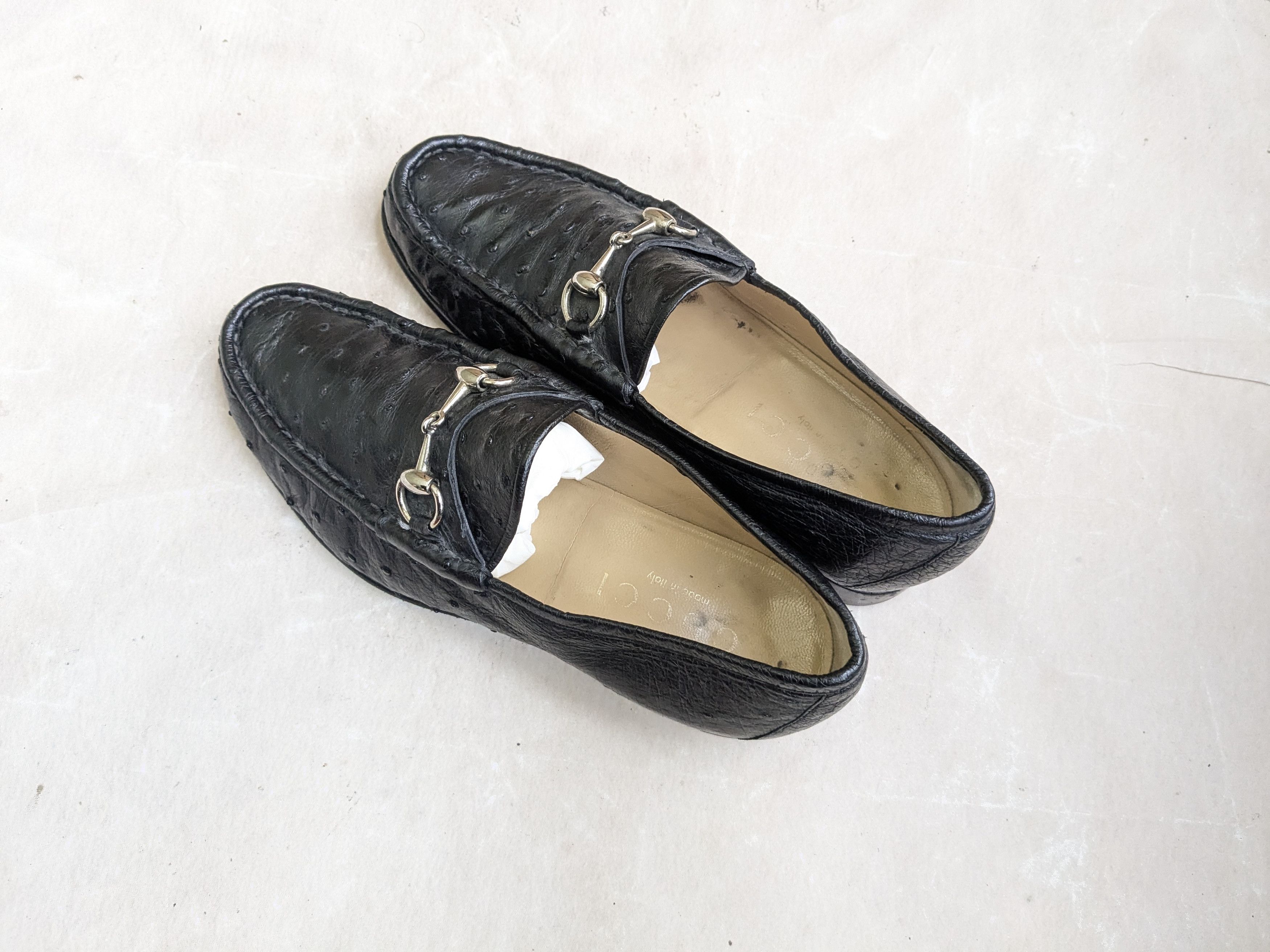 Gucci Gucci Horsebit Loafers Black Ostrich 8 D Leather Slip On Size US 8 / EU 41 - 13 Thumbnail