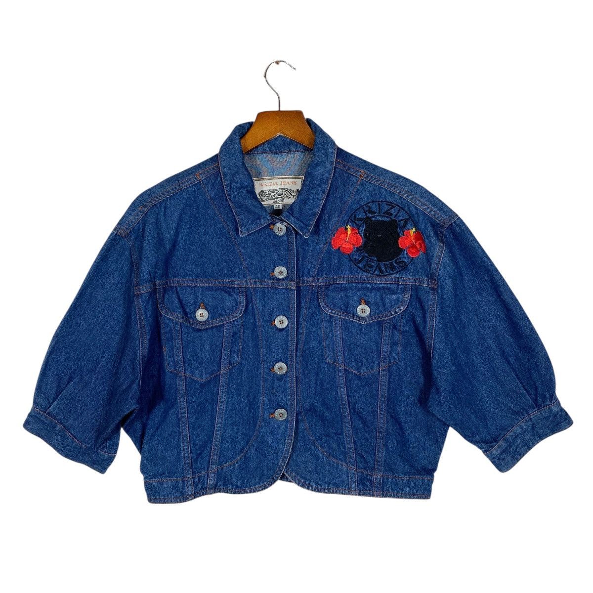 Krizia Vintage Krizia Jeans Embroidered Flowers Button Jacket Size S / US 4 / IT 40 - 1 Thumbnail