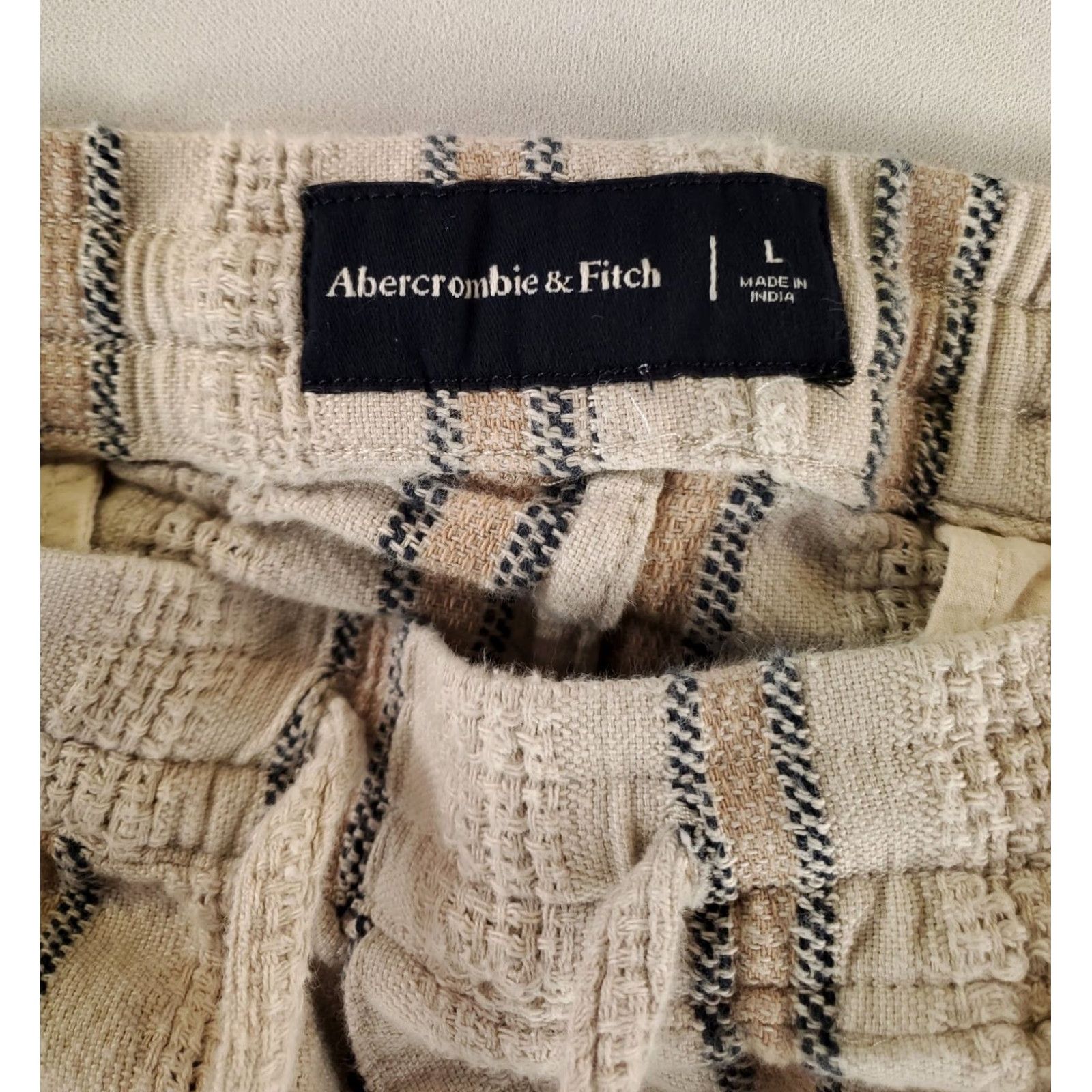 Abercrombie & Fitch Abercrombie & Fitch Shorts Knit Tan Drawstring Cotton Baja Mens L 34 White Size US 33 - 2 Thumbnail