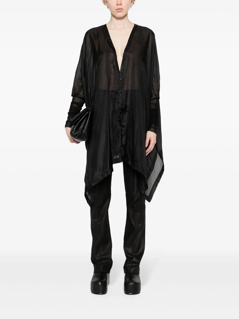 Rick Owens o1y0126 Size : OS / Silk Shirt in Black Size ONE SIZE - 5 Thumbnail
