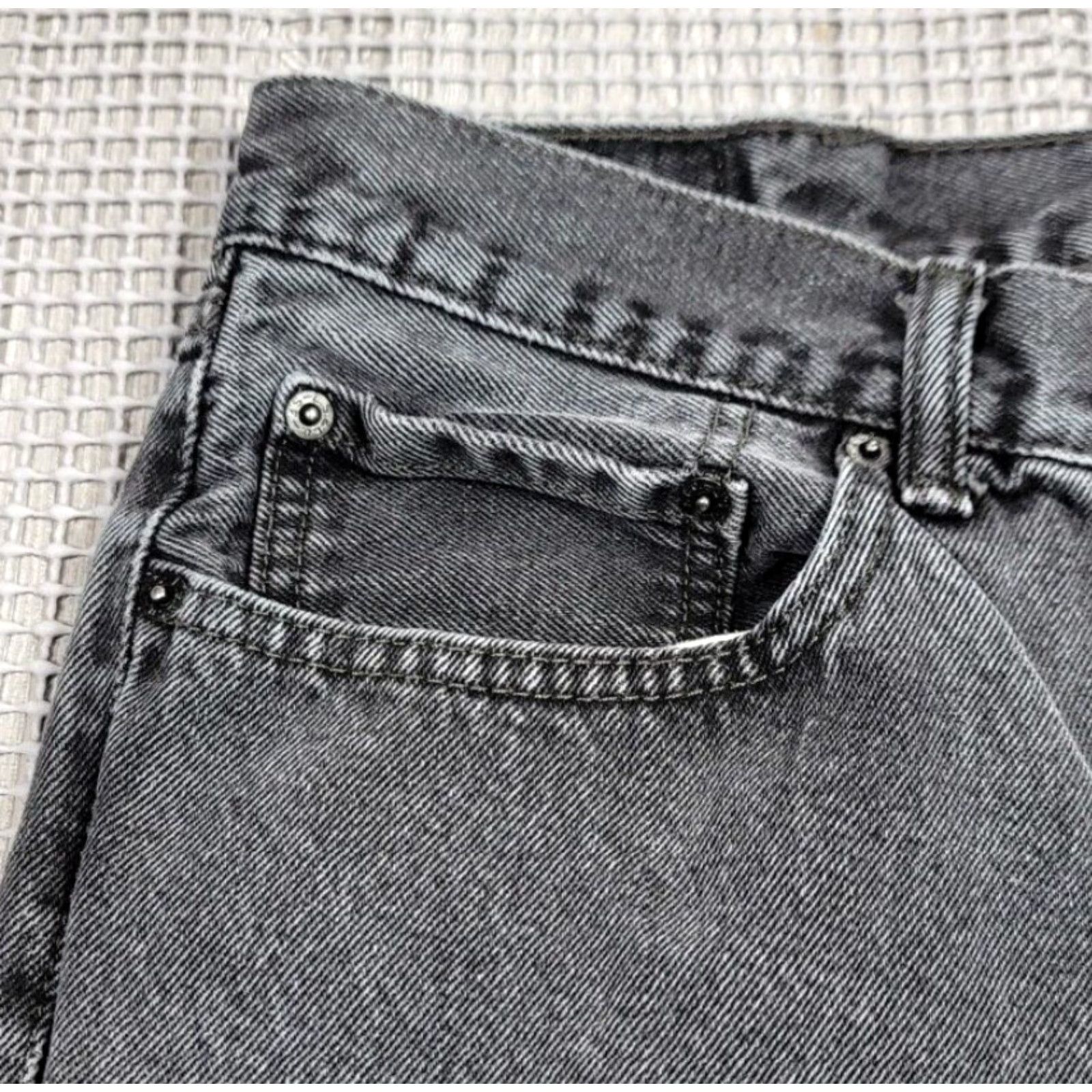 Levi's VINTAGE Levi's 505 Jeans Mens 40x30 Black Distress Straight Leg Y2K Denim Shirt? Size US 40 / EU 56 - 7 Thumbnail