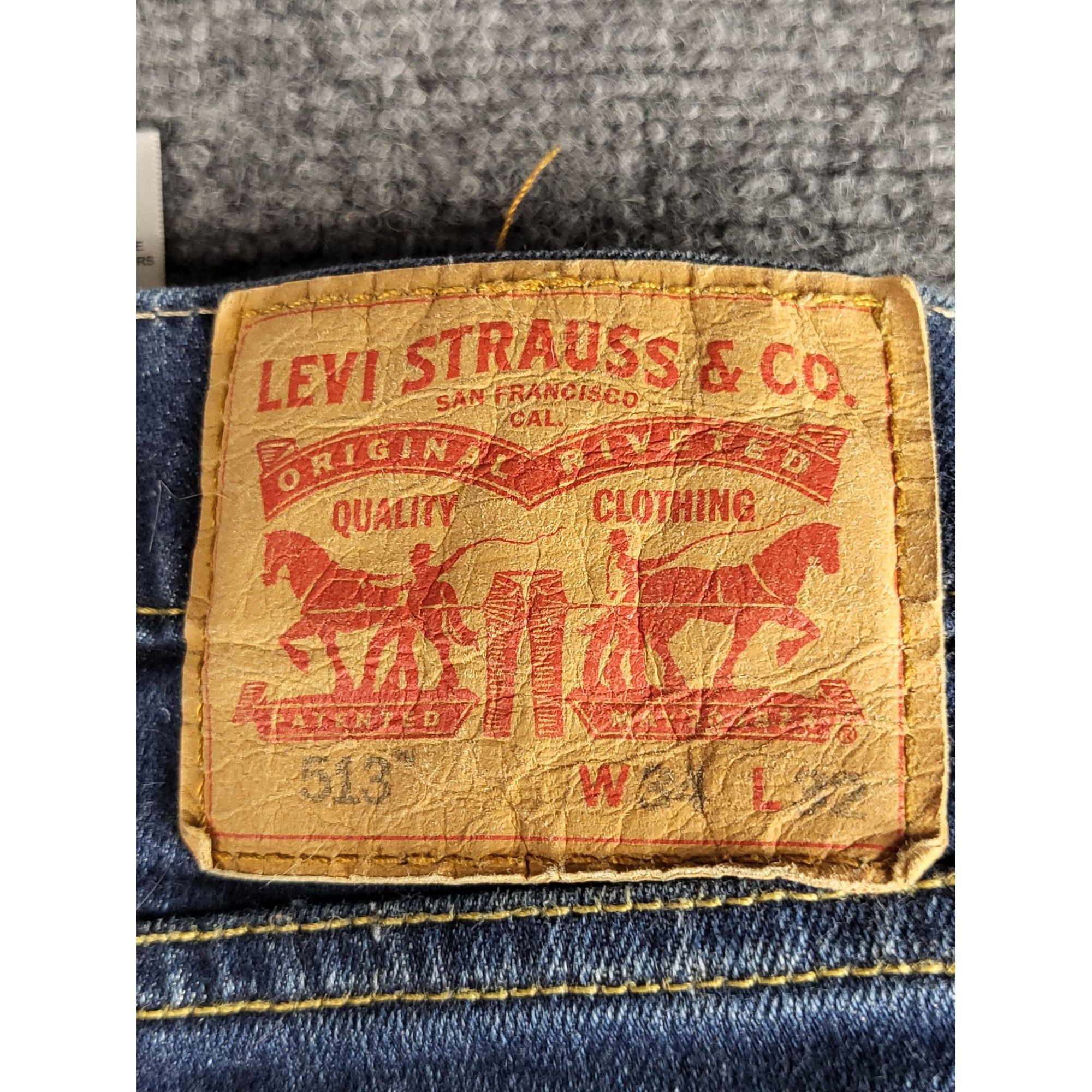 Levi's Levis 513 Jeans Men Sz 34X32 Blank Tab Blue Denim Slim Strai Size US 34 / EU 50 - 3 Thumbnail