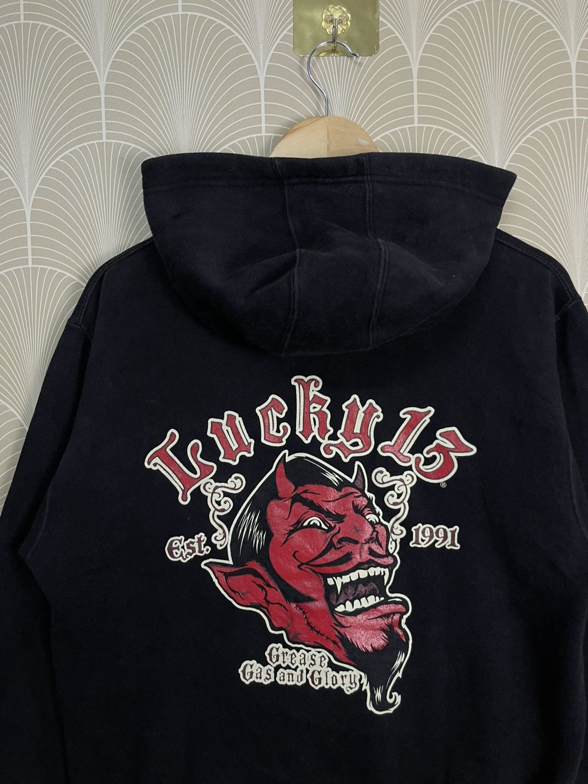 Lucky Brand 😈 90s LUCKY 13 APPAREL “GREASE GAS AND GLORY” ZIPPER HOODIE Size US S / EU 44-46 / 1 - 12 Thumbnail