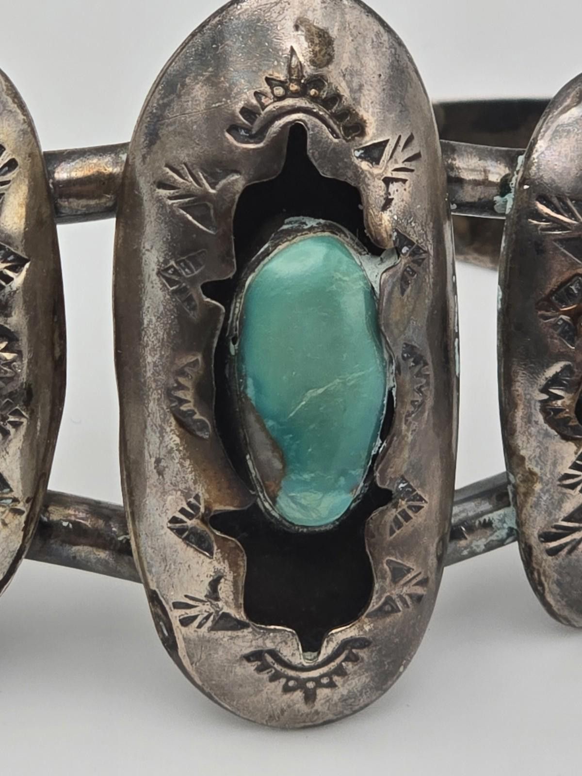 Other Vintage Navajo Style Sterling Silver Turquoise Cuff Bracelet Size ONE SIZE - 5 Thumbnail