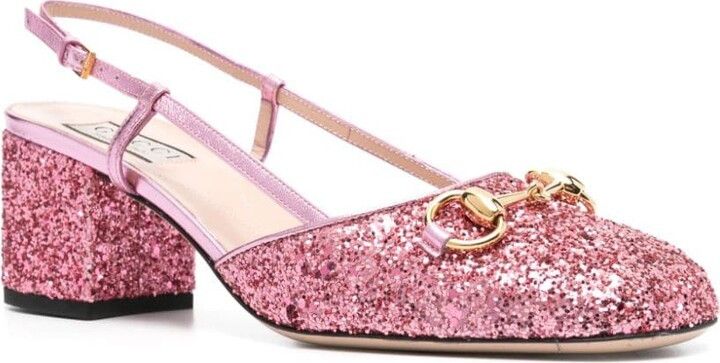 Gucci o1s1wg110125 Wladyhb 55 Slingback Glitter in Pink Size US 7.5 / IT 37.5 - 3 Thumbnail