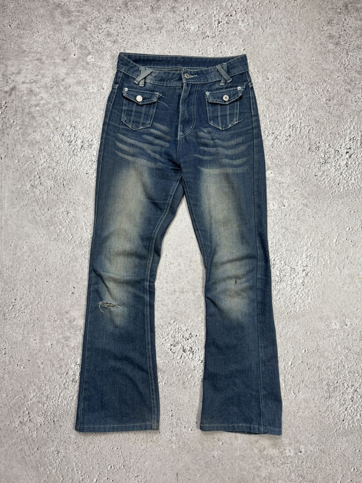 Other Vintage Flared Bootcut Jeans Wide Leg Distressed Mid Rise Size 26" / US 2 / IT 38 - 1 Thumbnail