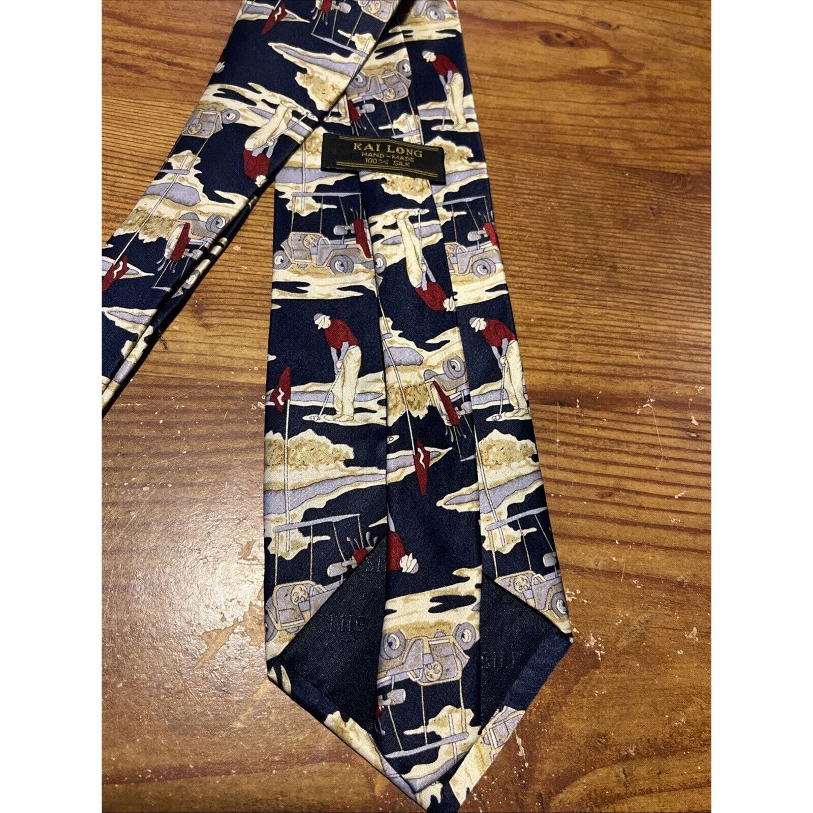 Other Kai Long Vintage Men's Tie Hand-Made Silk Necktie Golf Print Size ONE SIZE - 5 Thumbnail