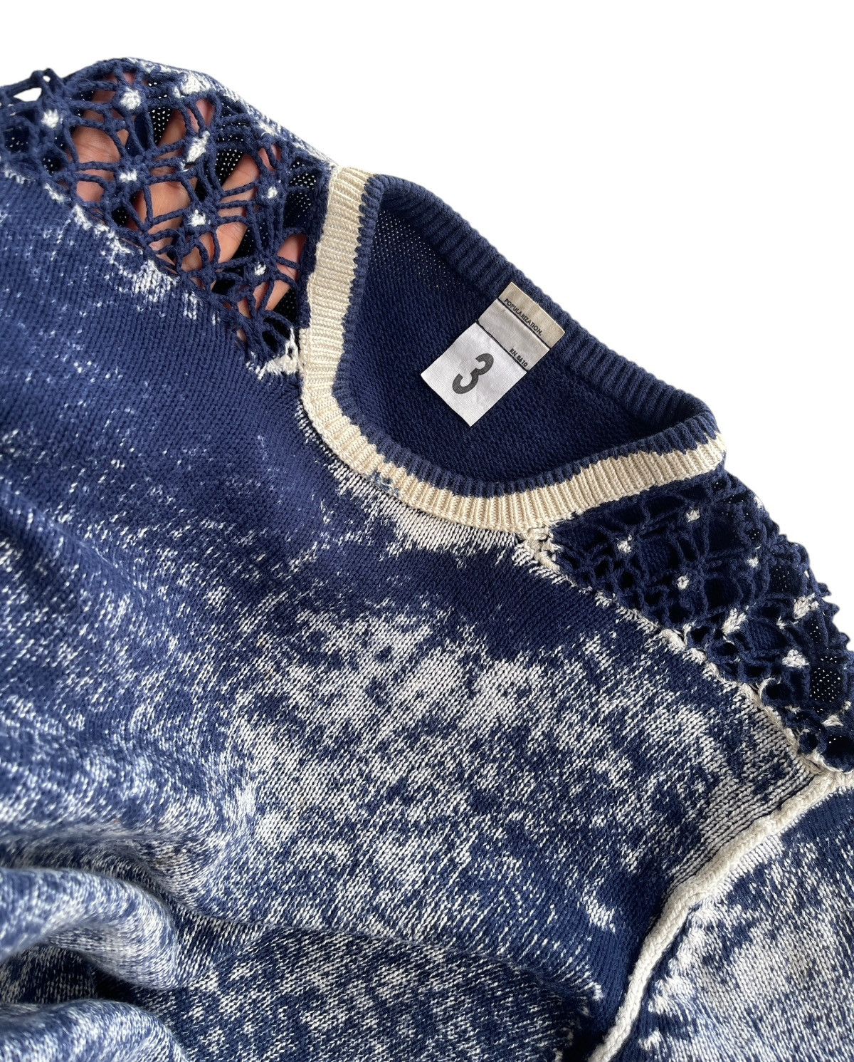 Japanese Brand POPULARIZATION Printed Indigo Knitted Pullover Sweater Size US M / EU 48-50 / 2 - 8 Thumbnail