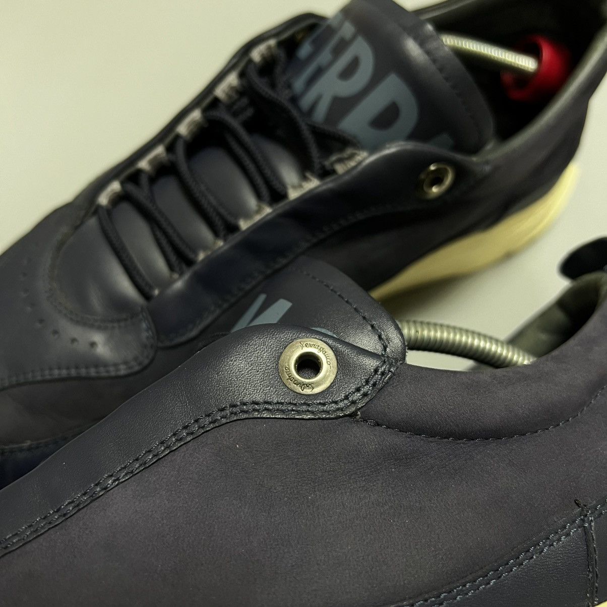 Salvatore Ferragamo Salvatore Ferragamo Navy Blue Leather Sneakers Men's Size US 9 / EU 42 - 12 Thumbnail