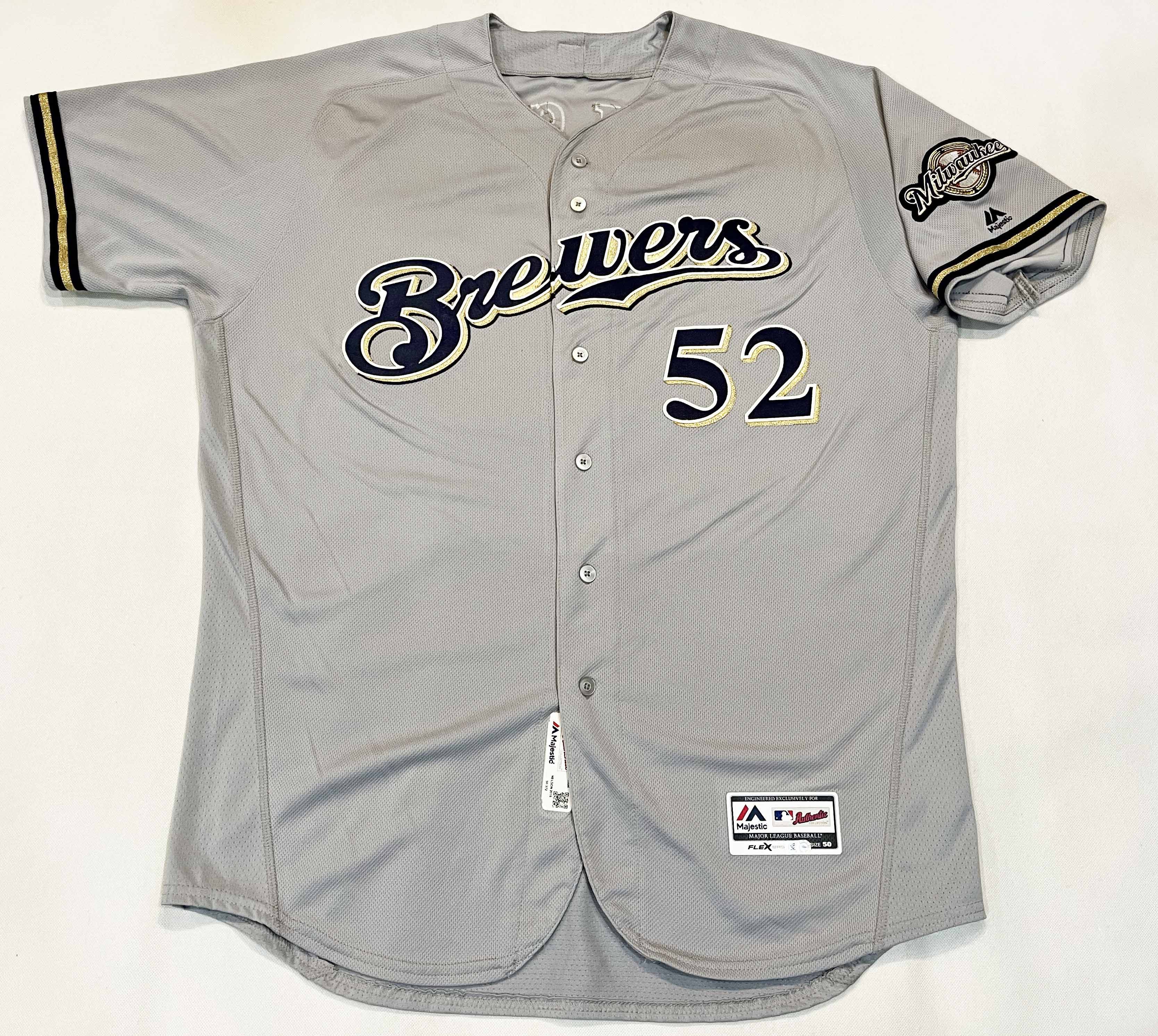 Majestic Majestic 2016 MLB Milwaukee Brewers JIMMY NELSON #52 Jersey Size US XL / EU 56 / 4 - 1 Thumbnail