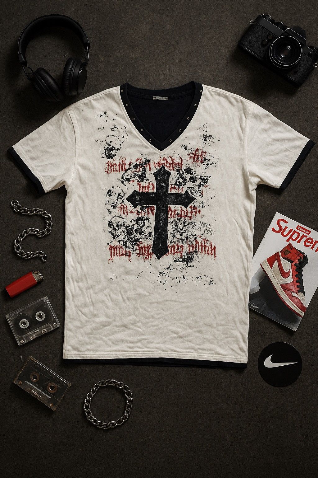 VINTAGE JAPANESE BRAND BA-TSU STUDIO CROSS DESIGN PUNK