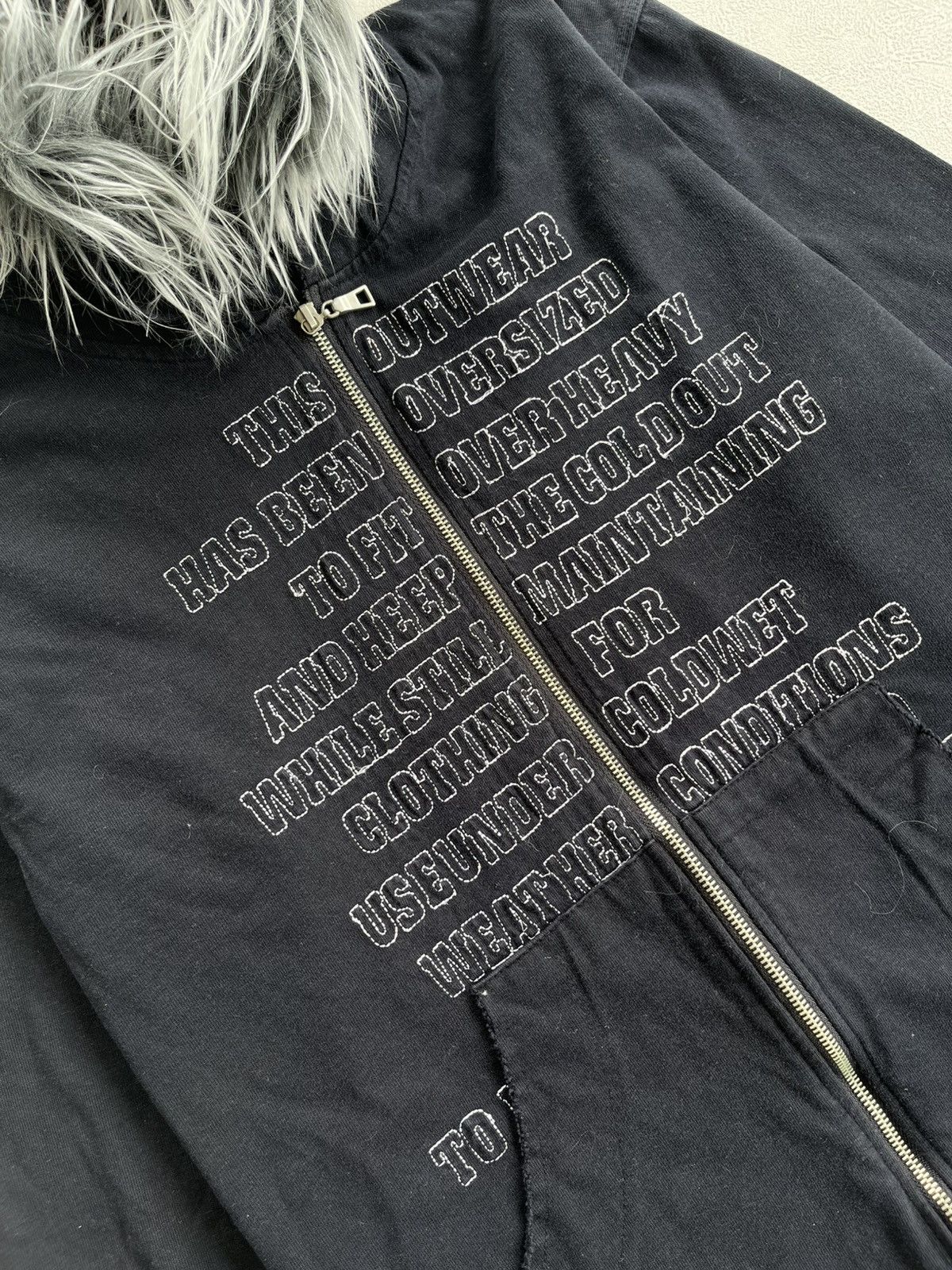 Hysteric Glamour Y2K C.P.Y Company Distressed Hoodie Fur Hood Poem Embroidery Size US M / EU 48-50 / 2 - 4 Thumbnail