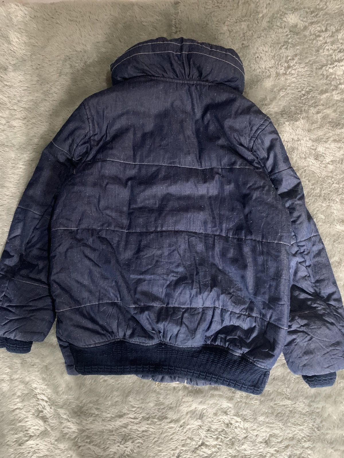 Mercibeaucoup Pillow neck indigo dye puffer denim jacket