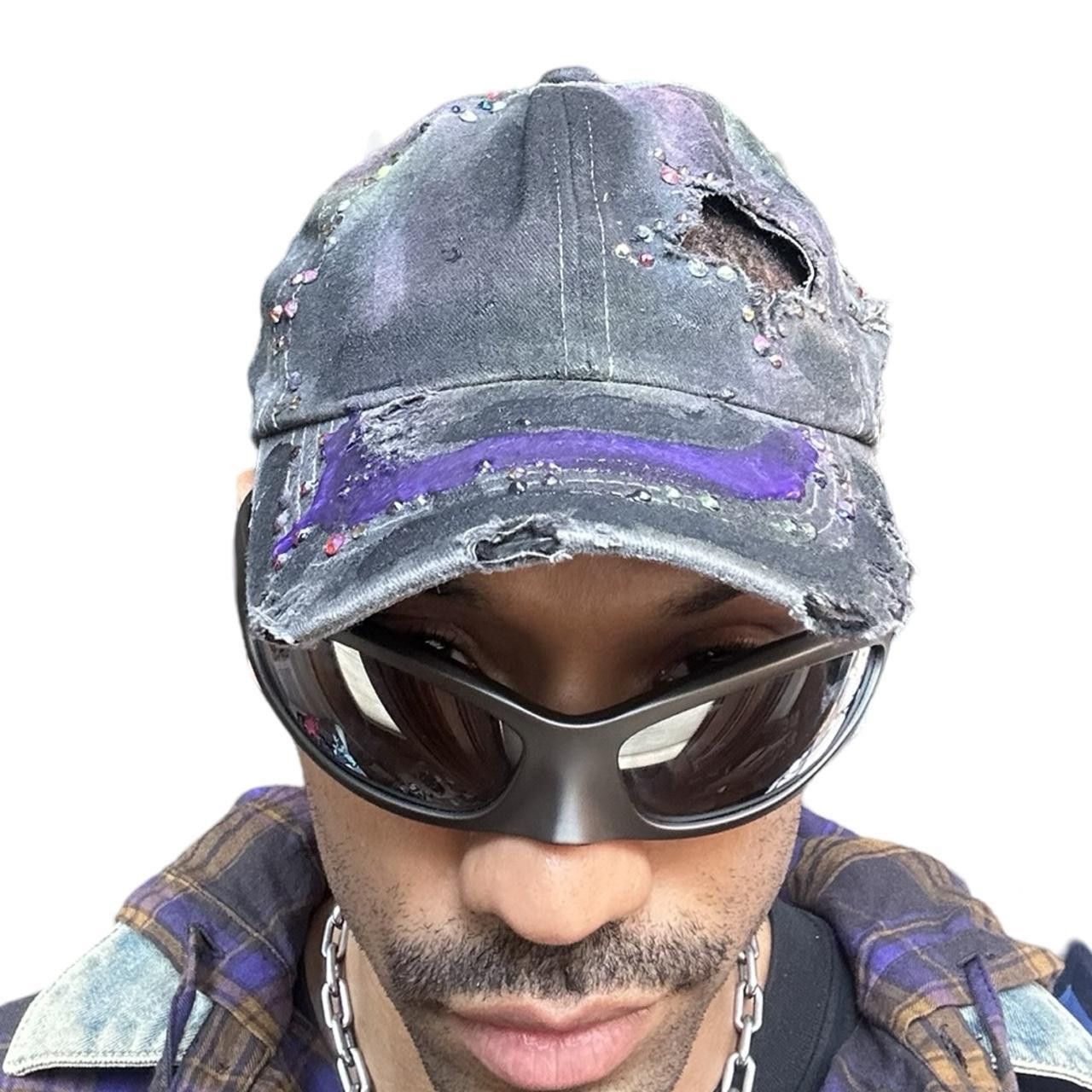 Other ASTROBOI* 'Shooting Stars' Black Rhinestone Y2K Hat Size ONE SIZE - 7 Thumbnail