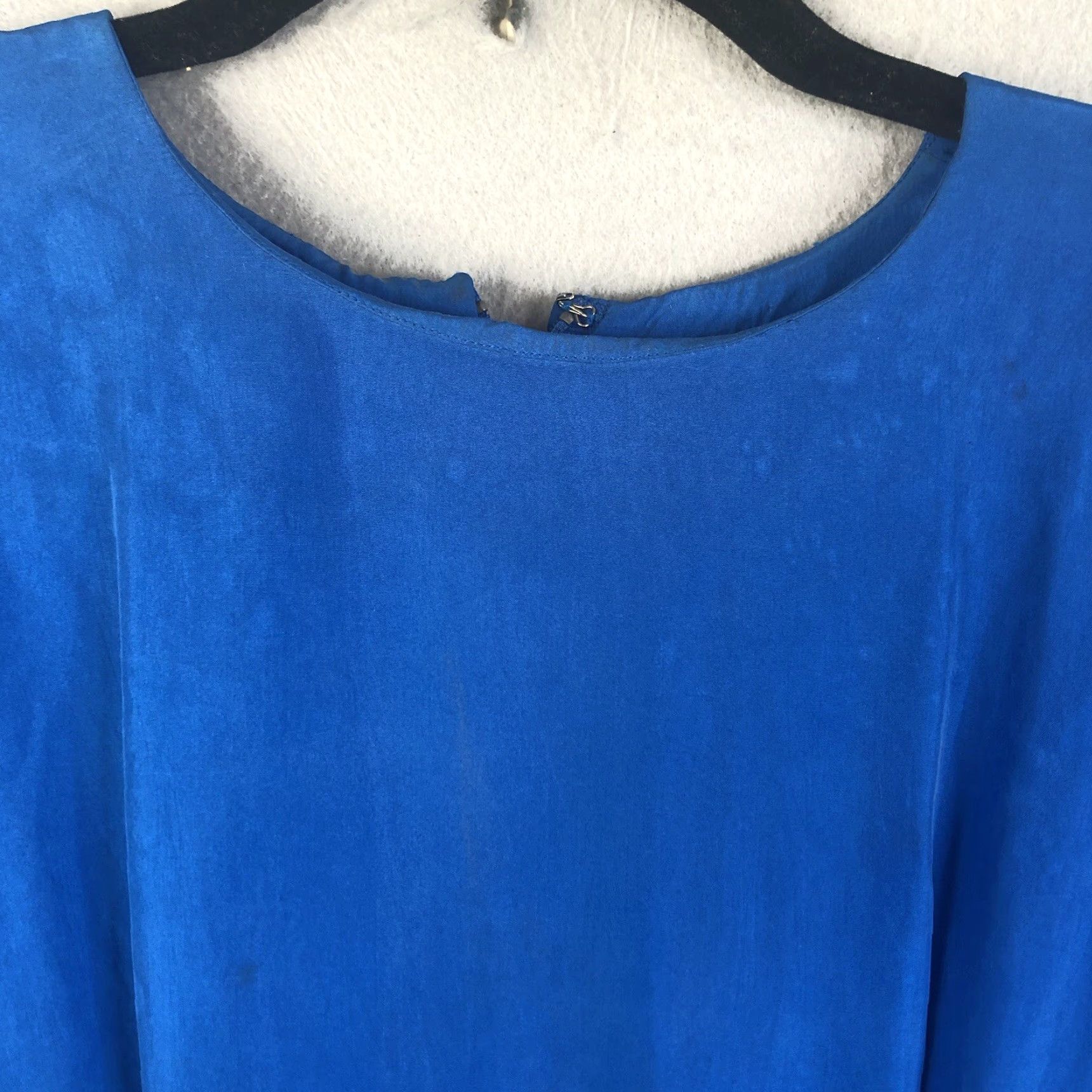 Ann Taylor VINTAGE Ann Taylor Dress Womens 2 Blue 100% Silk Solid Knee Length 3/4 Sleeve Round Neck Zip Pencil Dress Womens Size XS / US 0-2 / IT 36-38 - 6 Thumbnail