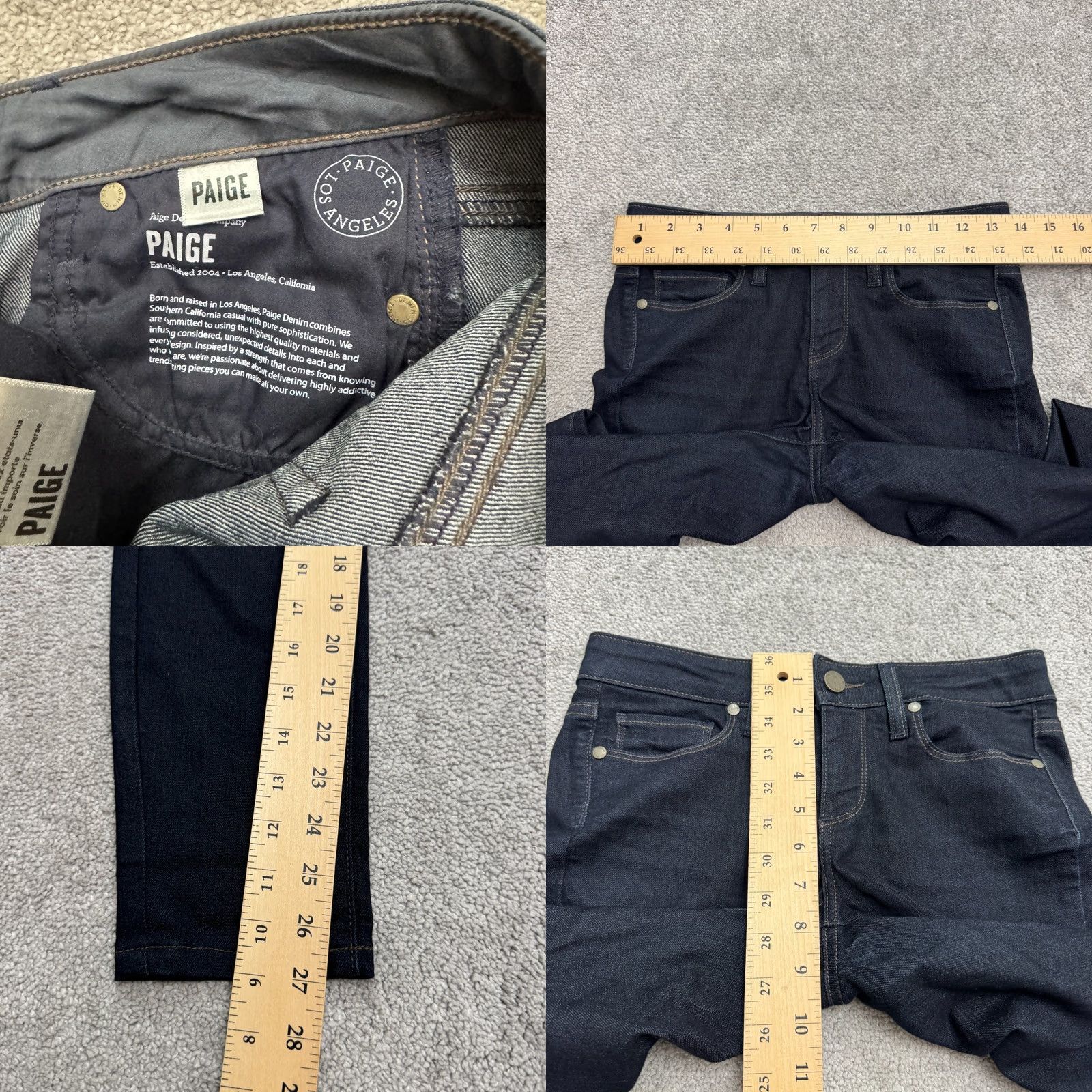 Paige Paige Skyline Jeans Womens 25 Dark Blue Denim Slim Skinny Mid Rise 5-Pocket City Outdoor Streetwear Mens Womens Girls? Size 42" / US 20 - 9 Thumbnail