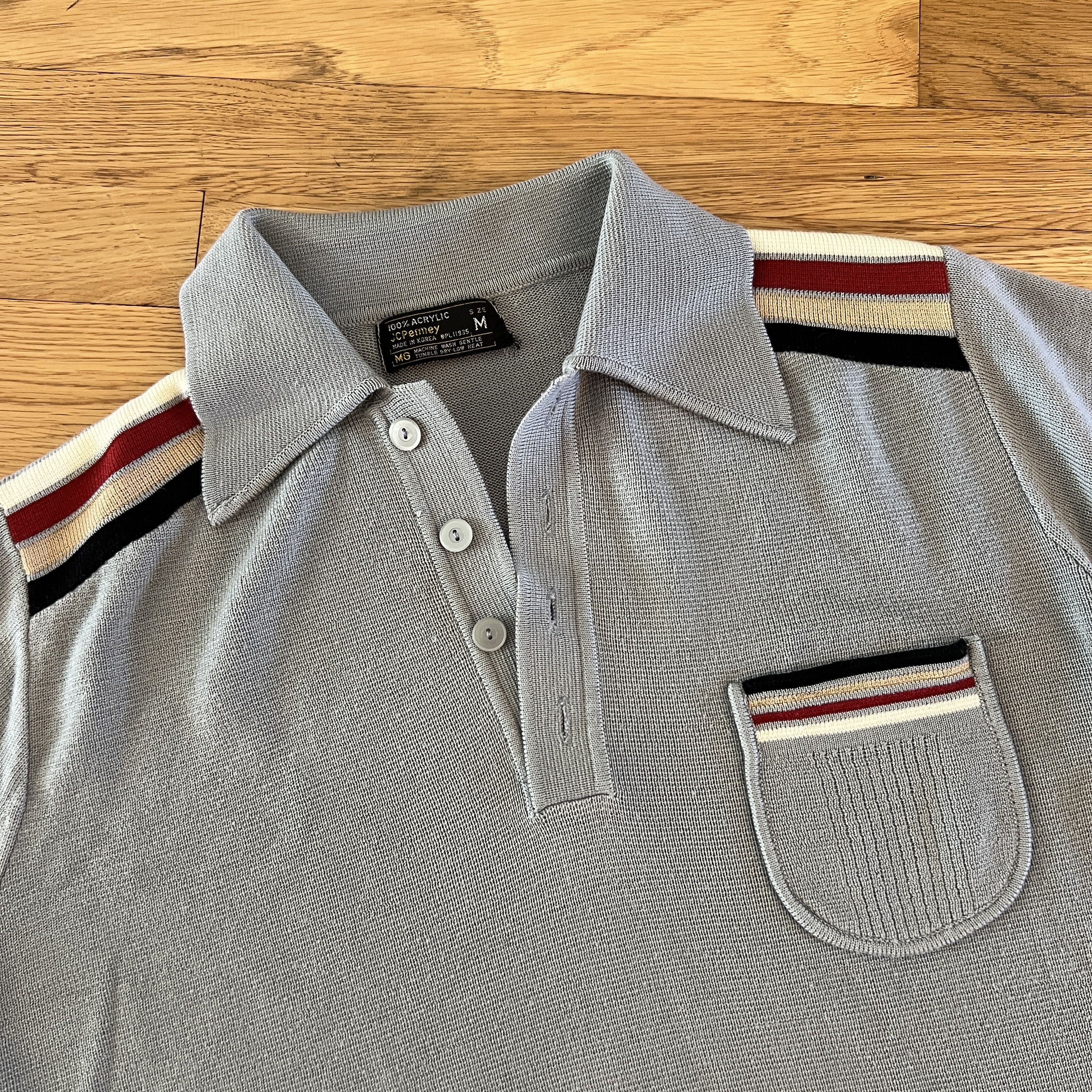JCPenney Vintage 70s Long-Sleeved Point-Collar Grey Pocket Shirt Size US M / EU 48-50 / 2 - 2 Thumbnail