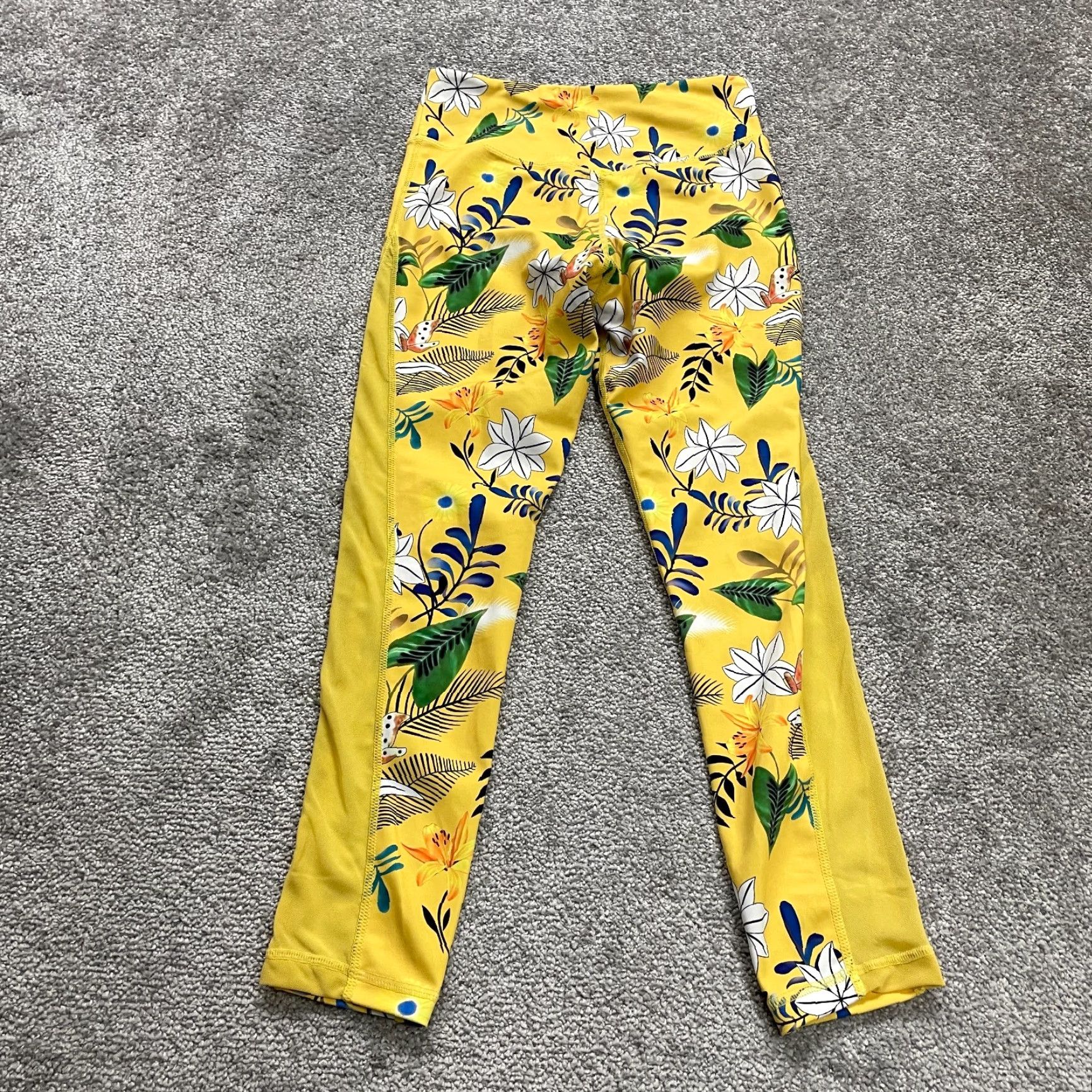 Vintage Zyia Active Compression Leggings Womens 4 Yellow Floral Athletic Yoga Leggings Skinny Size 27" / US 4 / IT 40 - 2 Thumbnail