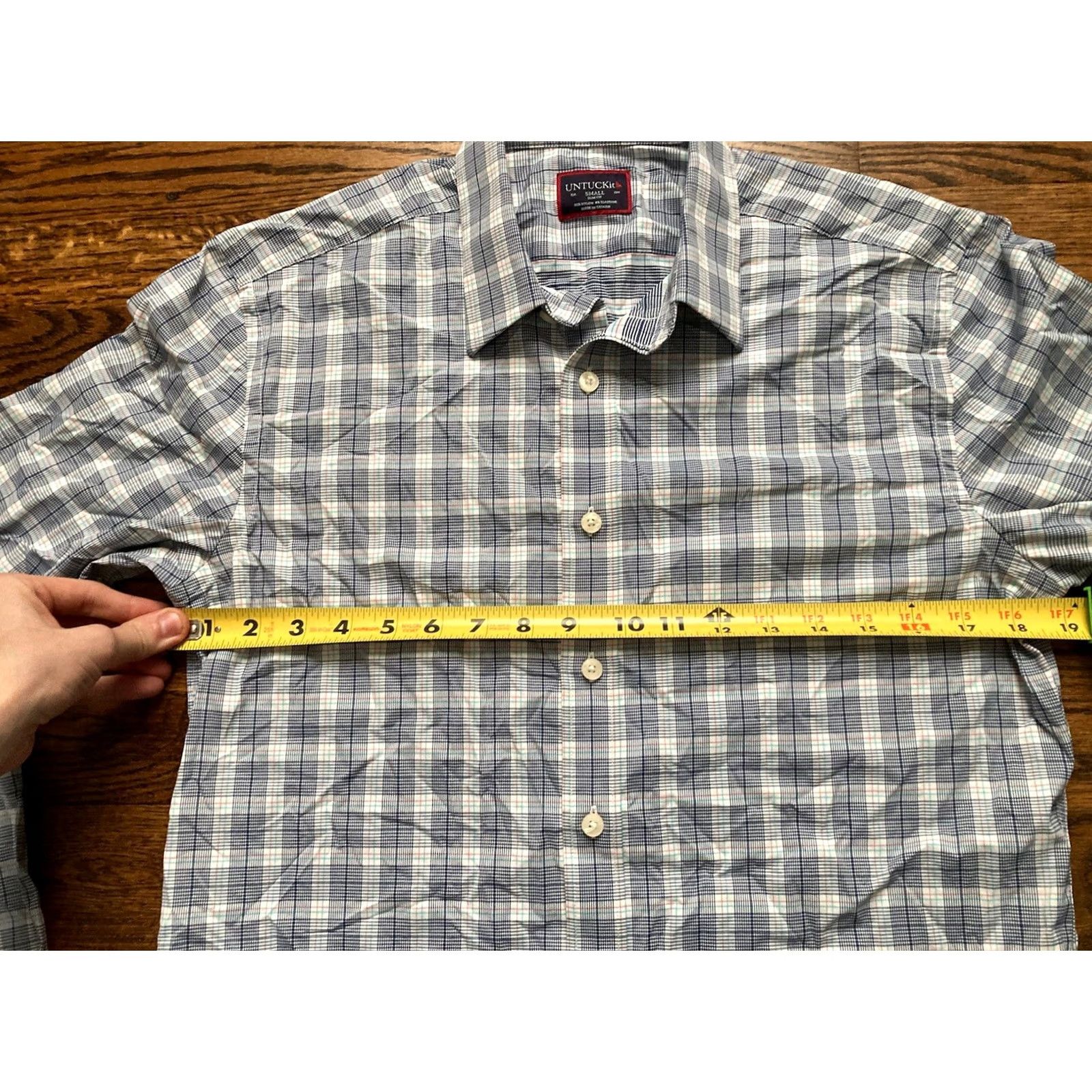 UNTUCKit UNTUCKit Shirt Mens Small Blue Plaid Button Long Sleeve Slim Performance Size US S / EU 44-46 / 1 - 5 Thumbnail