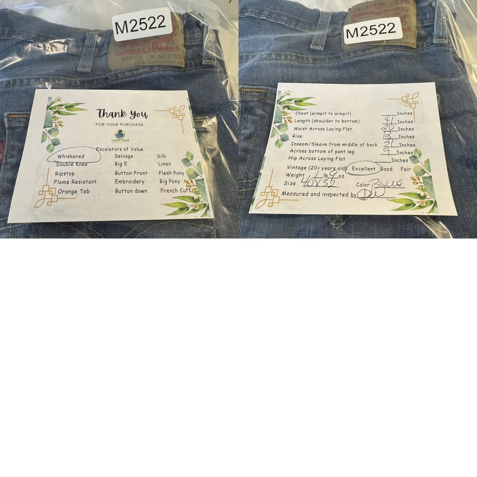 Levi's Levi's 559 Jeans Mens 40x32 Blue Whiskered Straight Fit Stretch Denim Pants Size US 40 / EU 56 - 8 Thumbnail