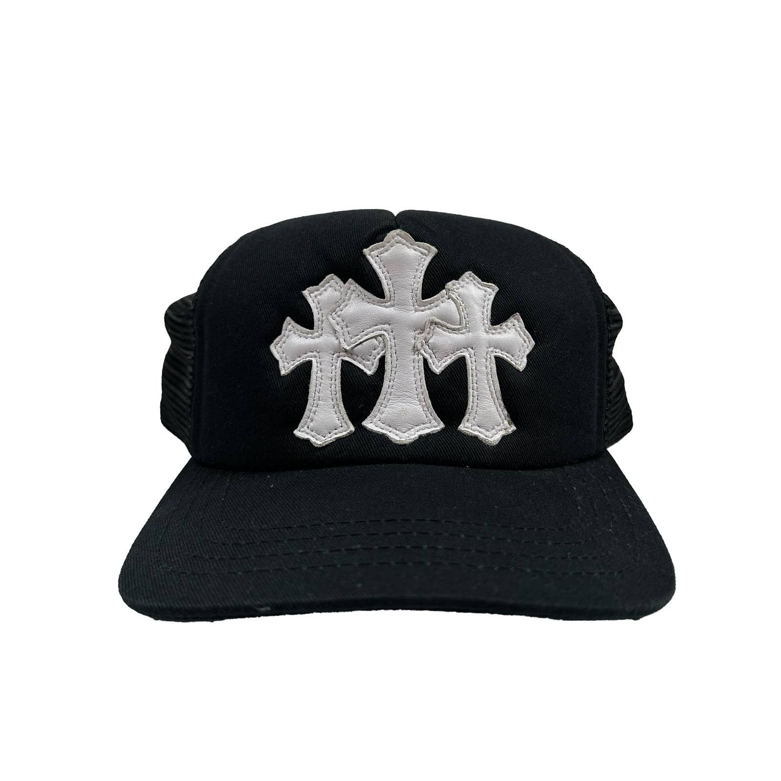 Chrome Hearts CHROME HEARTS CEMETERY HAT TRIPLE CROSS BLACK WHITE PATCH ...