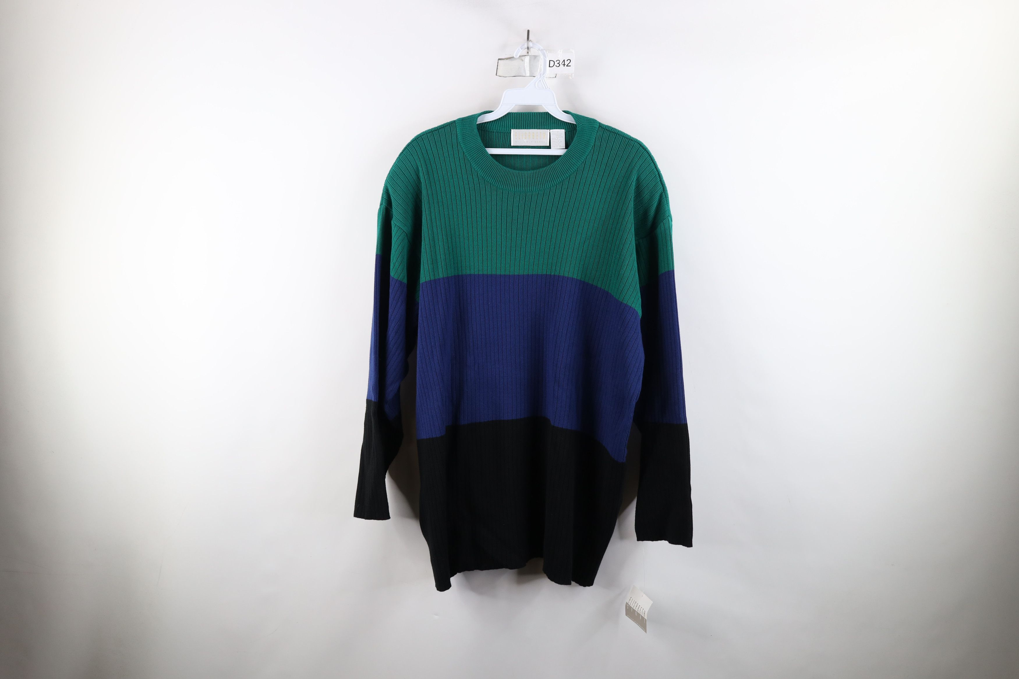 Vintage Deadstock Vintage 90s Streetwear Block Ribbed Knit Sweater Size 3XL / US 20-22 - 1 Thumbnail