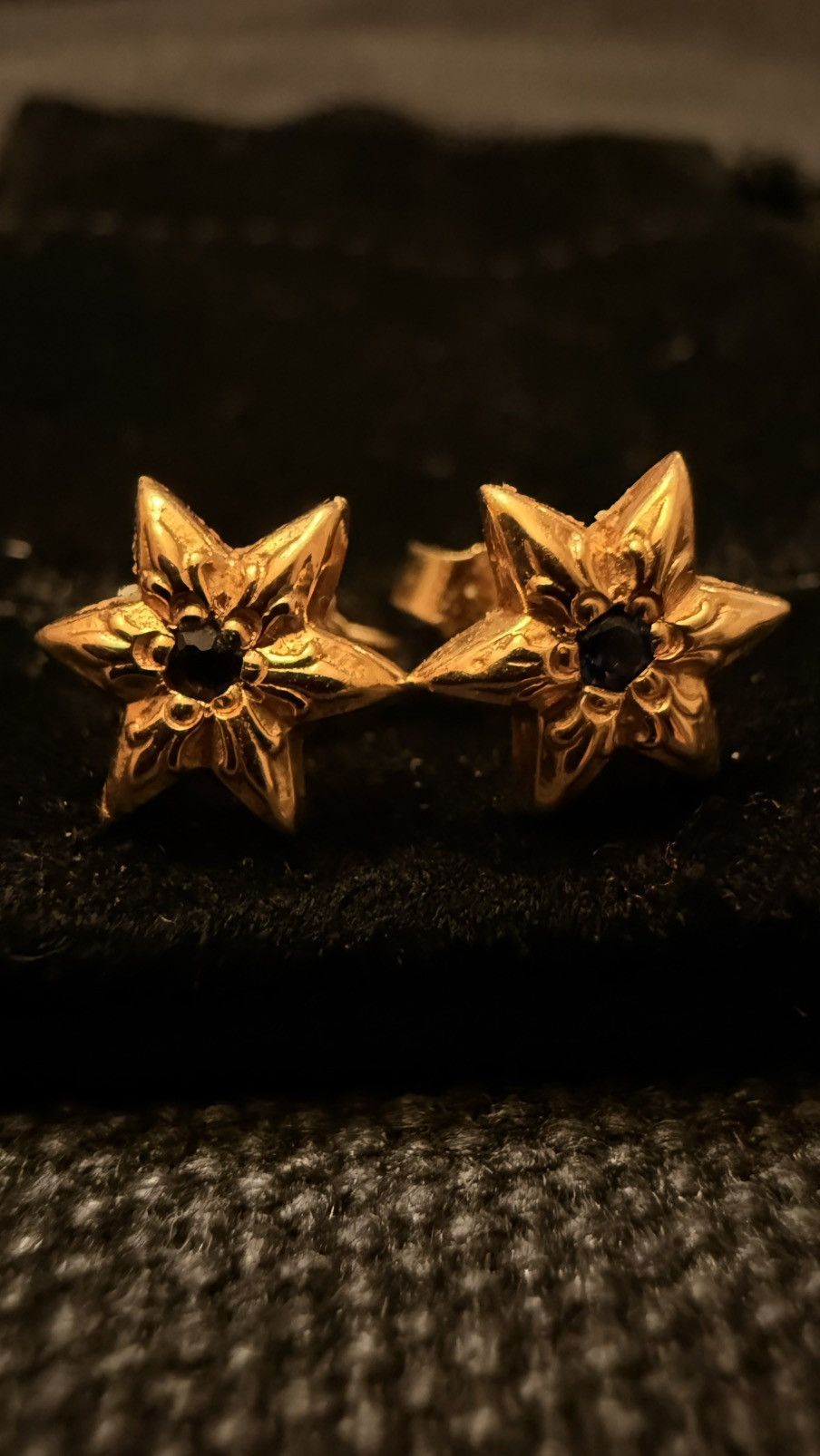 Chrome Hearts Chrome Hearts 22k Gold + Blue Sapphire Star Stud Earrings Size ONE SIZE - 5 Thumbnail