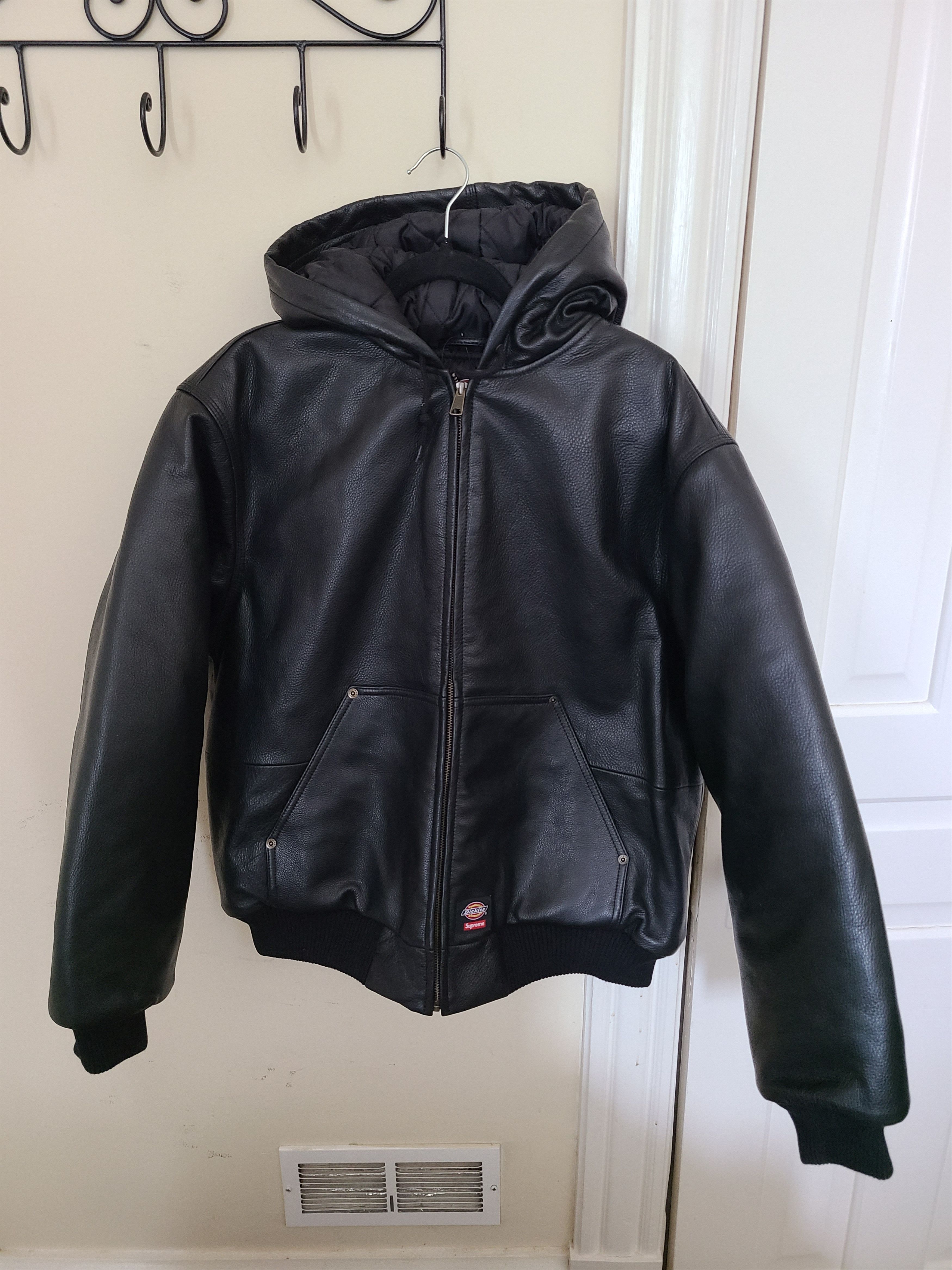 Dickies × Supreme Supreme Dickies Hooded Leather Work Jacket | Grailed