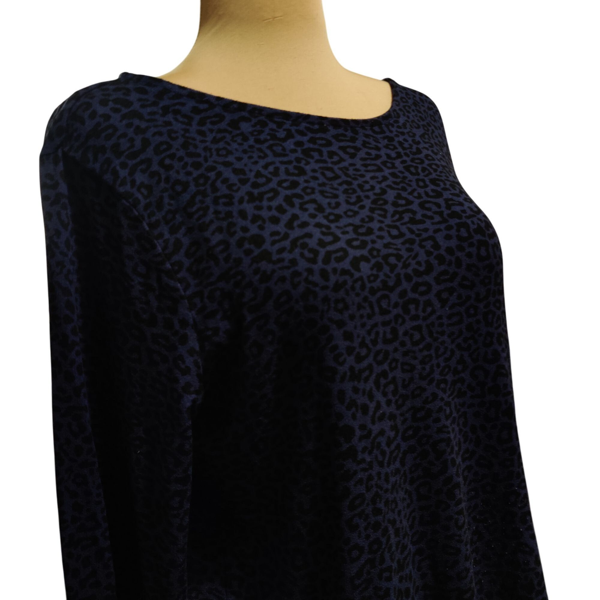 Other Mario Serrani Italy L Blue Black Leopard Print Long Sleeve S Size L / US 10 / IT 46 - 10 Thumbnail