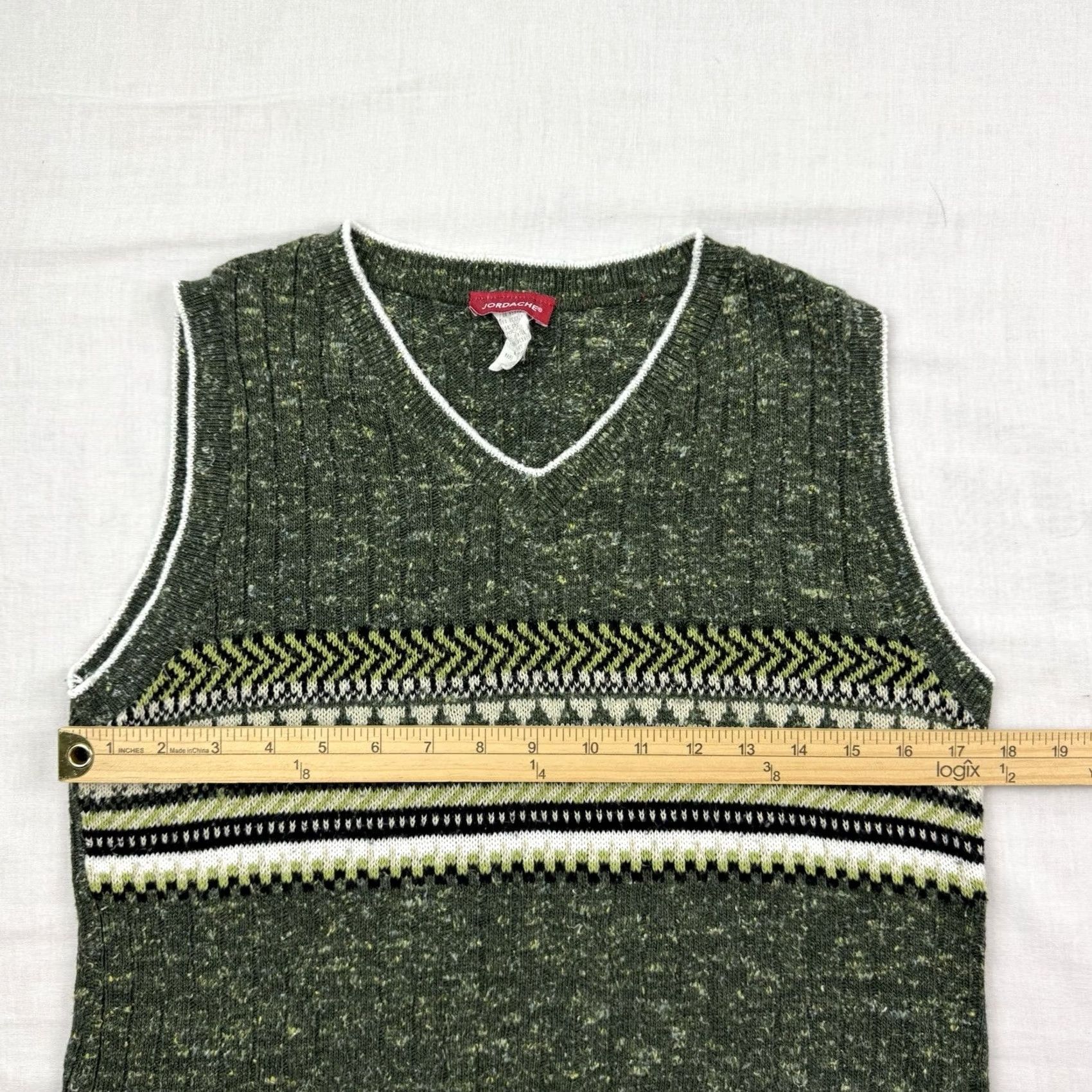 Jordache VINTAGE Jordache Sweater Vest Womens Large Striped 1980s Classic Hipster Knit Shirt Size L / US 10 / IT 46 - 7 Thumbnail