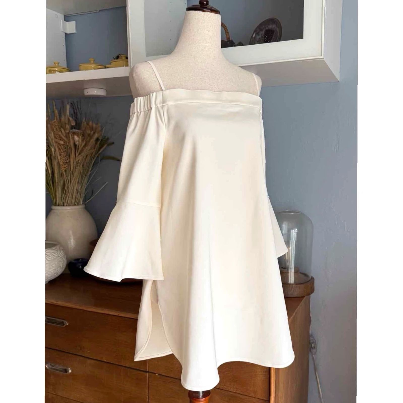 Tibi Tibi Ivory Off Shoulder Tunic Top Flared Sleeves Size 2 Size XS / US 0-2 / IT 36-38 - 2 Thumbnail