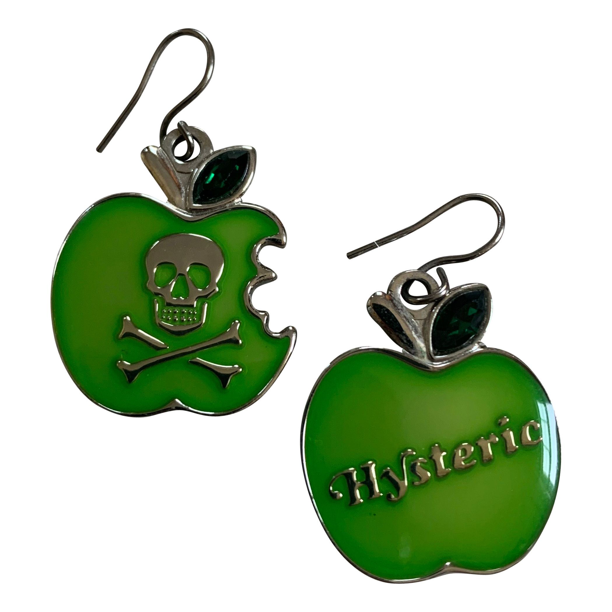 Pre-owned Hysteric Glamour Skull Apple Charm Earrings In Green