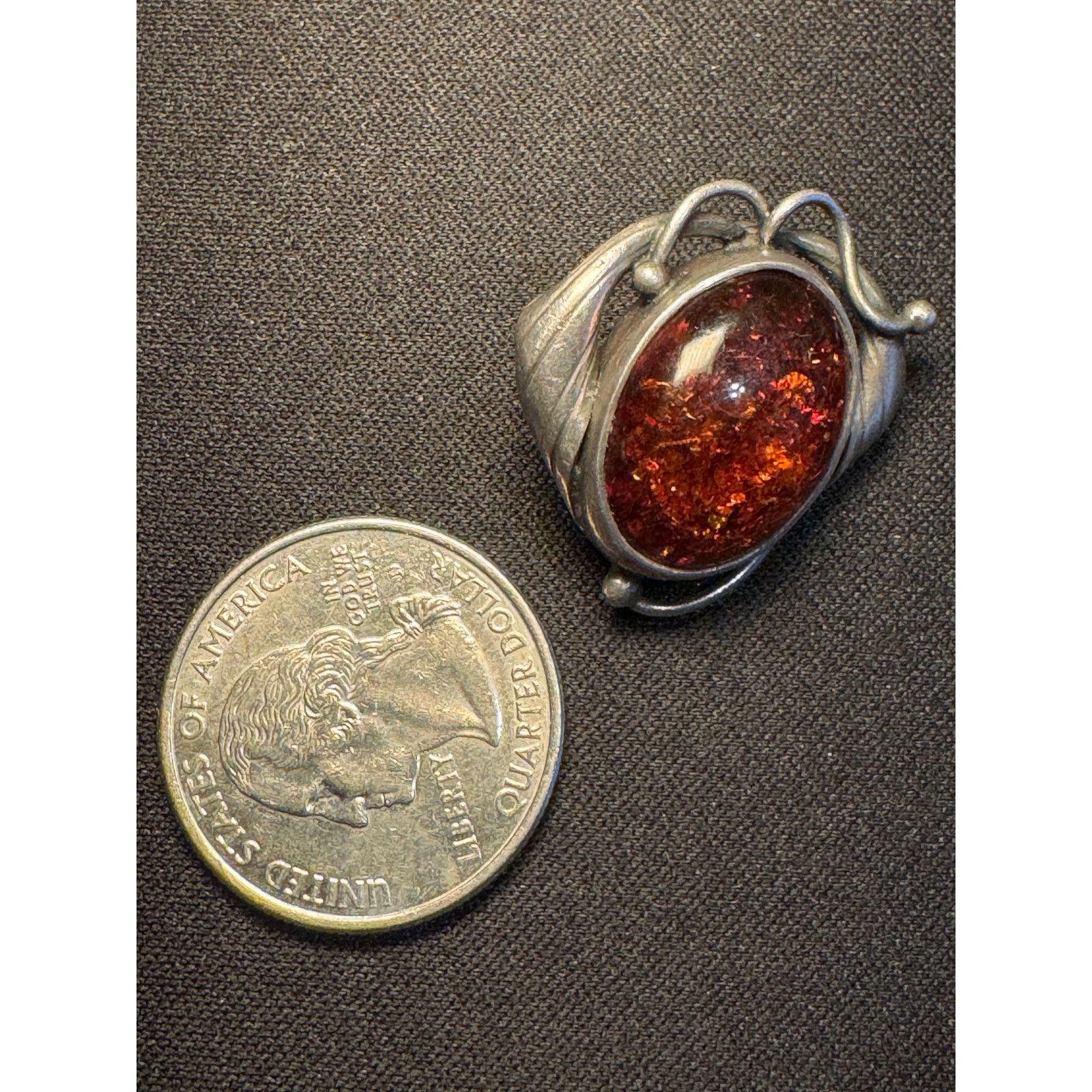 Other Vintage 925 Sterling Amber Brooch Tested as 925 Size ONE SIZE - 3 Thumbnail