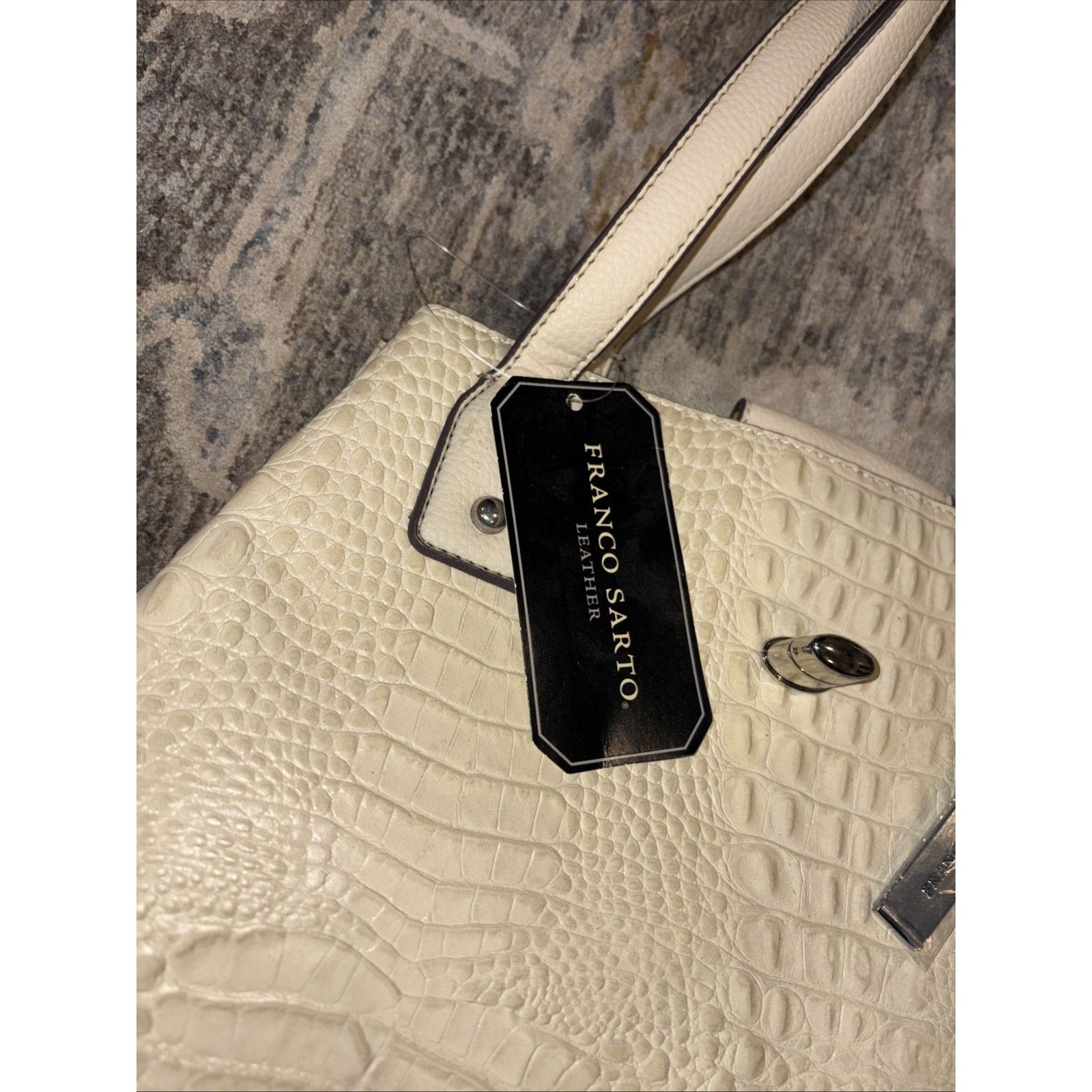 Franco Sarto Franco Sarto Cream Faux Croc Tote Bag NWT Silver Hardware Size ONE SIZE - 2 Thumbnail