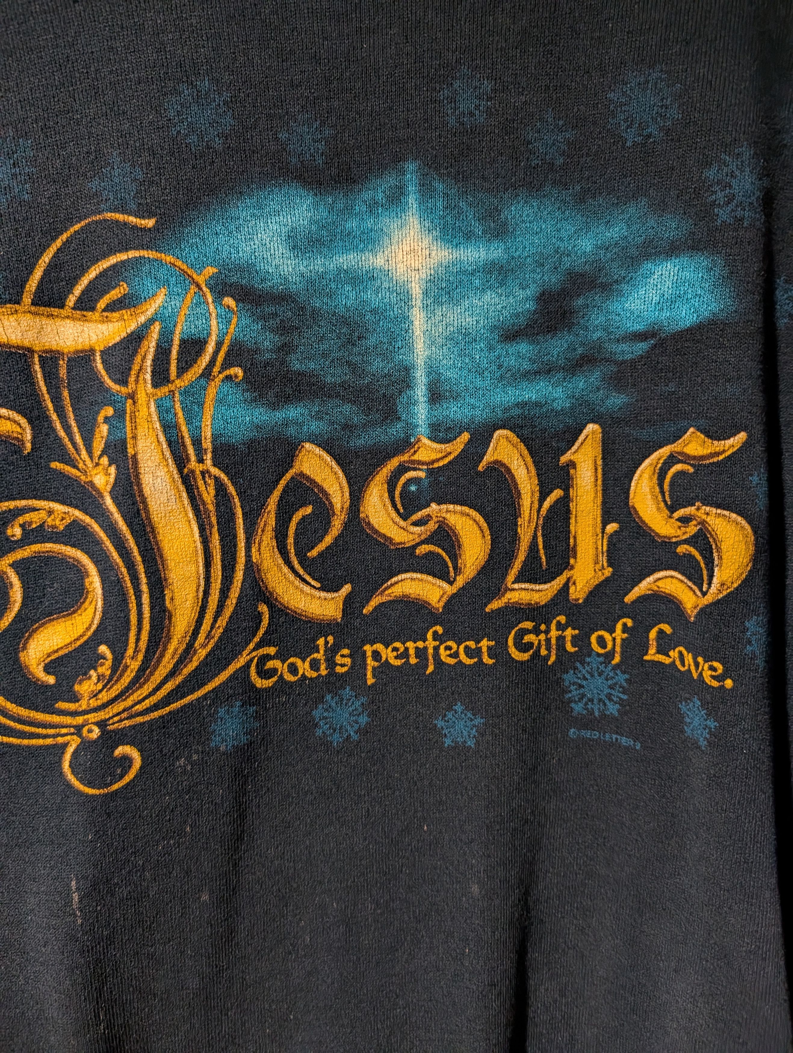 True Religion VTG Scripture Old English Jesus Bible Crewneck Sweatshirt Size US L / EU 52-54 / 3 - 2 Thumbnail