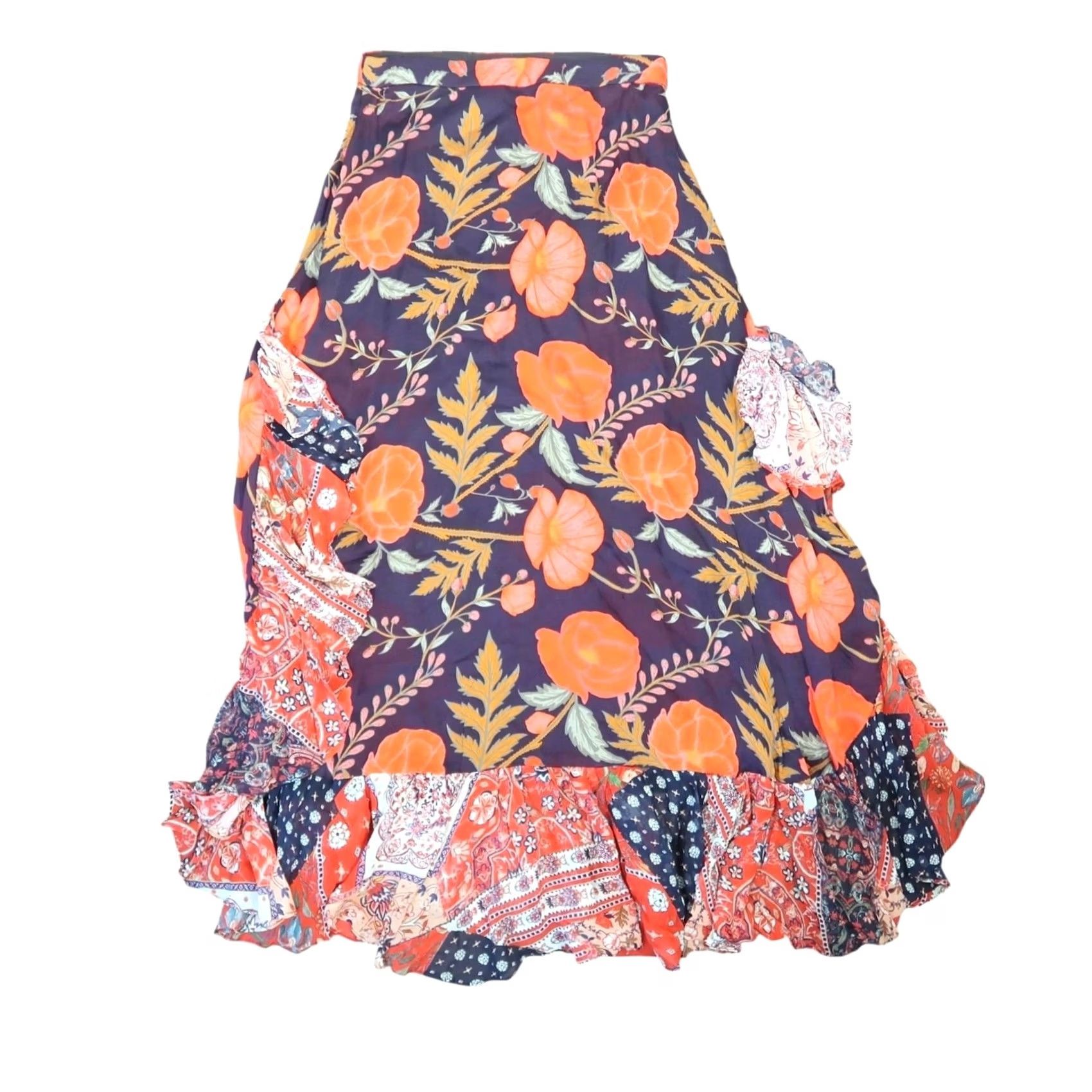 Anthropologie Anthropologie Nidhi Yasha Maxi Skirt Purple Orange Floral S Womens Size 28" / US 6 / IT 42 - 3 Thumbnail