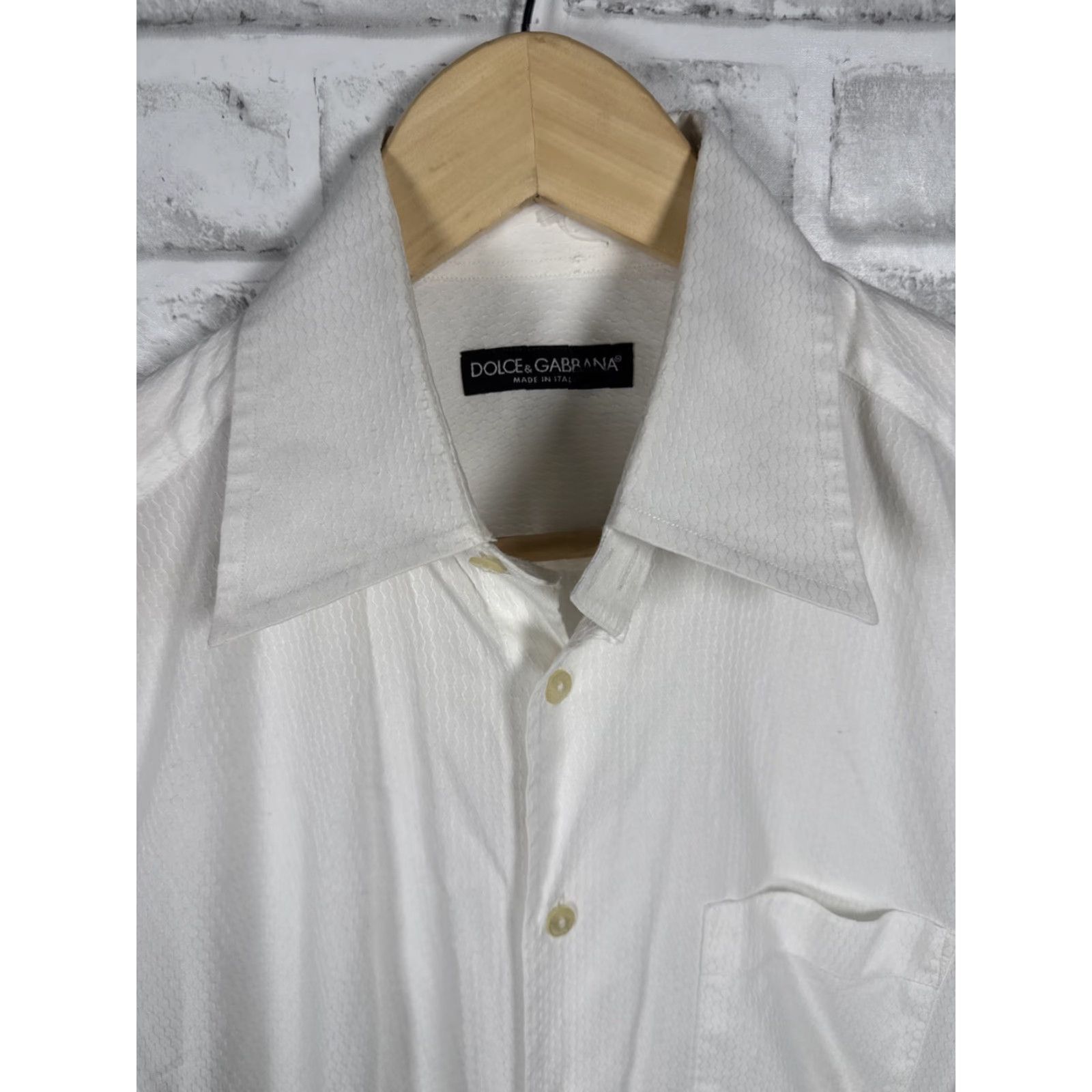 Dolce & Gabbana VINTAGE DOLCE&GABBANA Made in Italy Mens White Cotton Dress Shirt 15.5 / 39 Slim Button Collared 100% Cotton Solid Size 42R - 2 Thumbnail