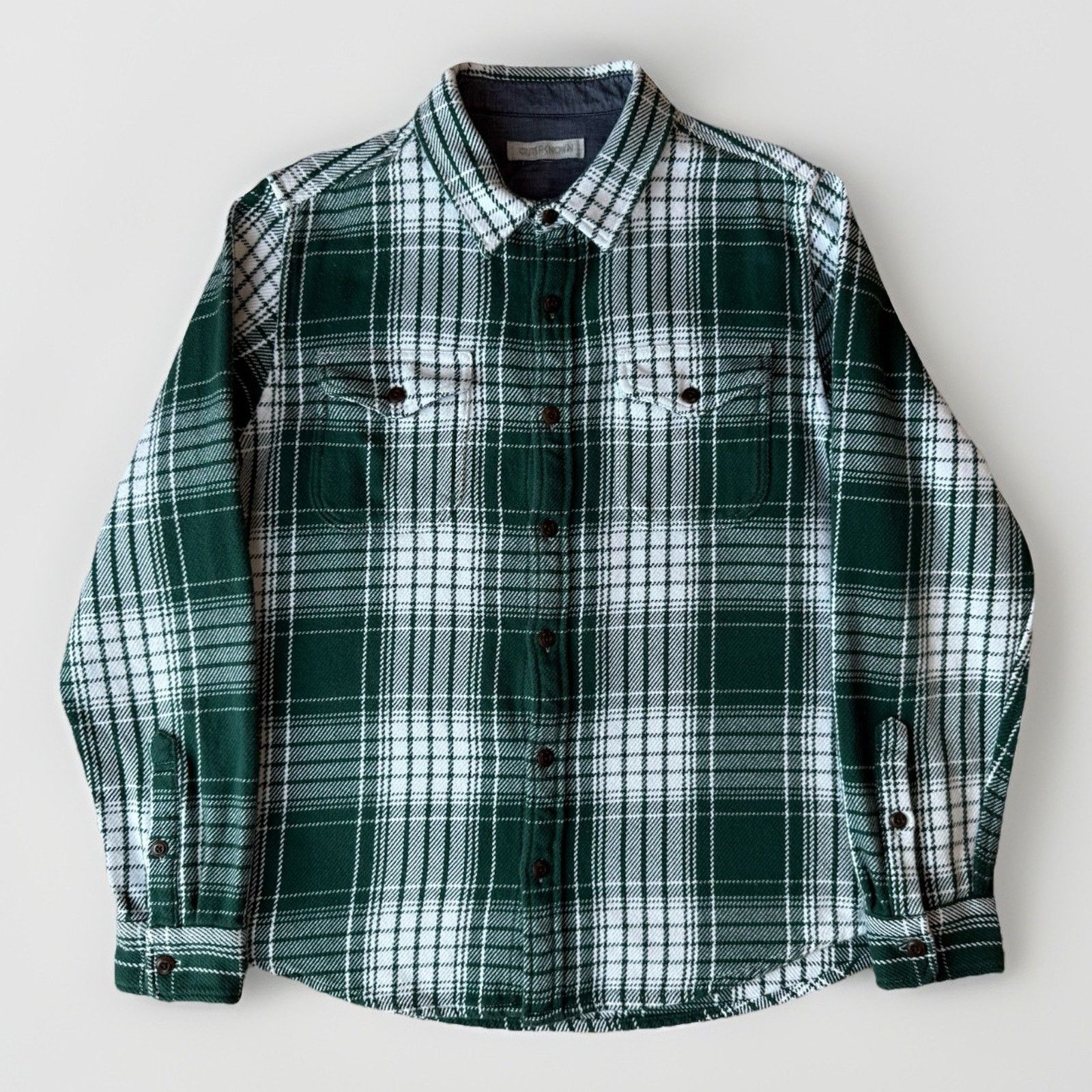 Outerknown Blanket Shirt Large Green Multicolor Heavy Cotton