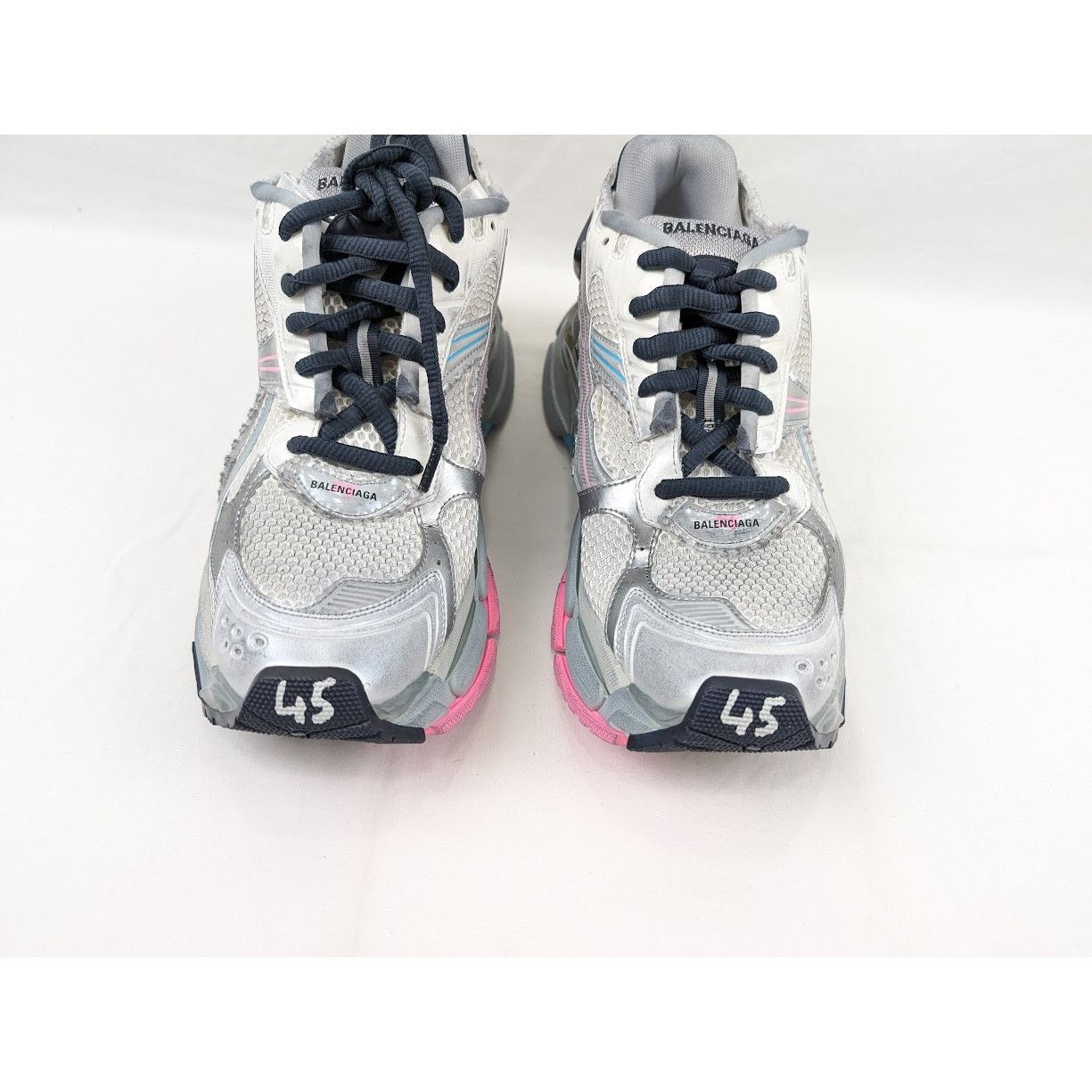 Balenciaga o1rshd1 Mesh Rubber Runners in Eggsh/Grey/Pink/Blue Size US 12 / EU 45 - 15 Thumbnail
