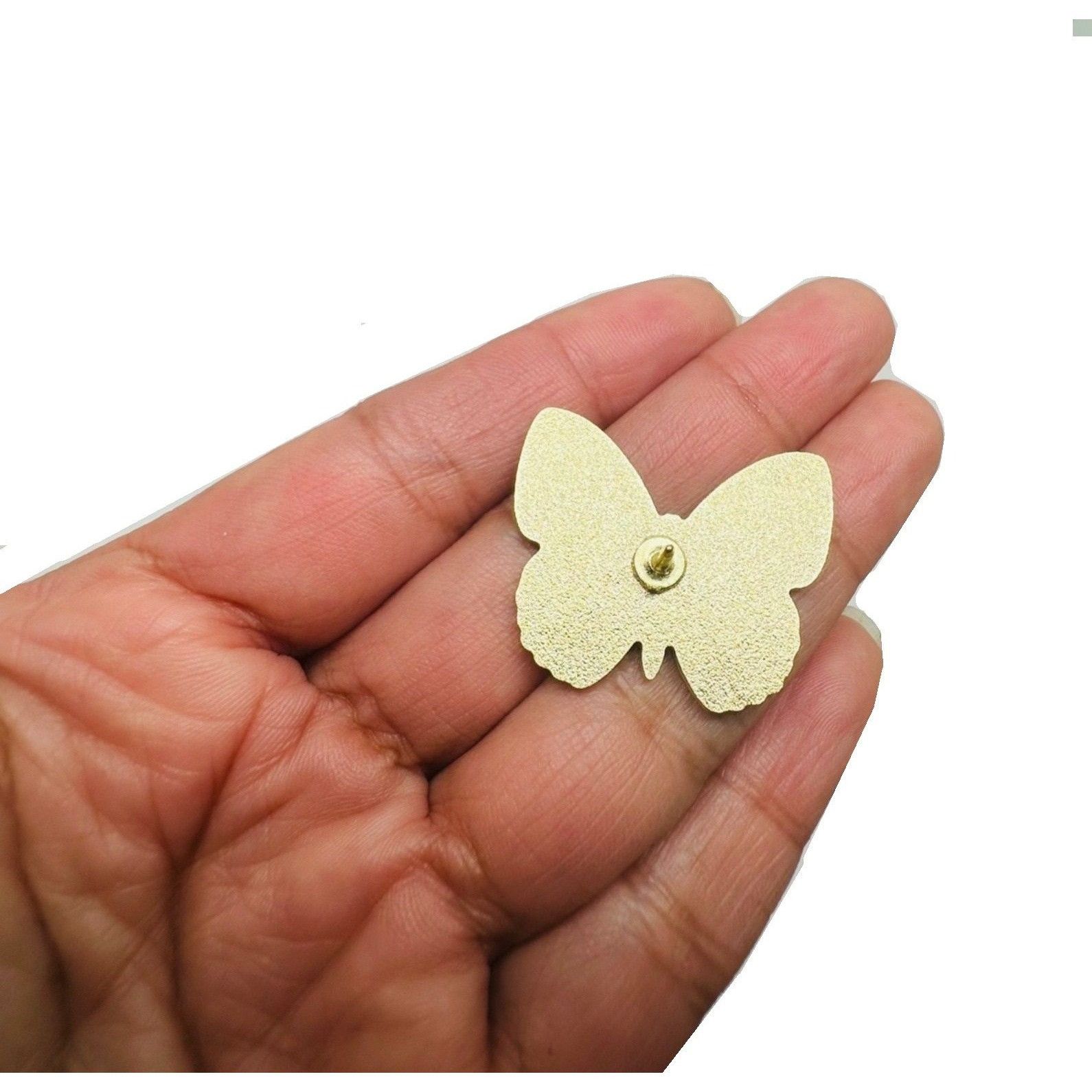 Other Butterfly Moth Enamel Pin Badge Yellow Teal Gold Metal Insec Size ONE SIZE - 3 Thumbnail