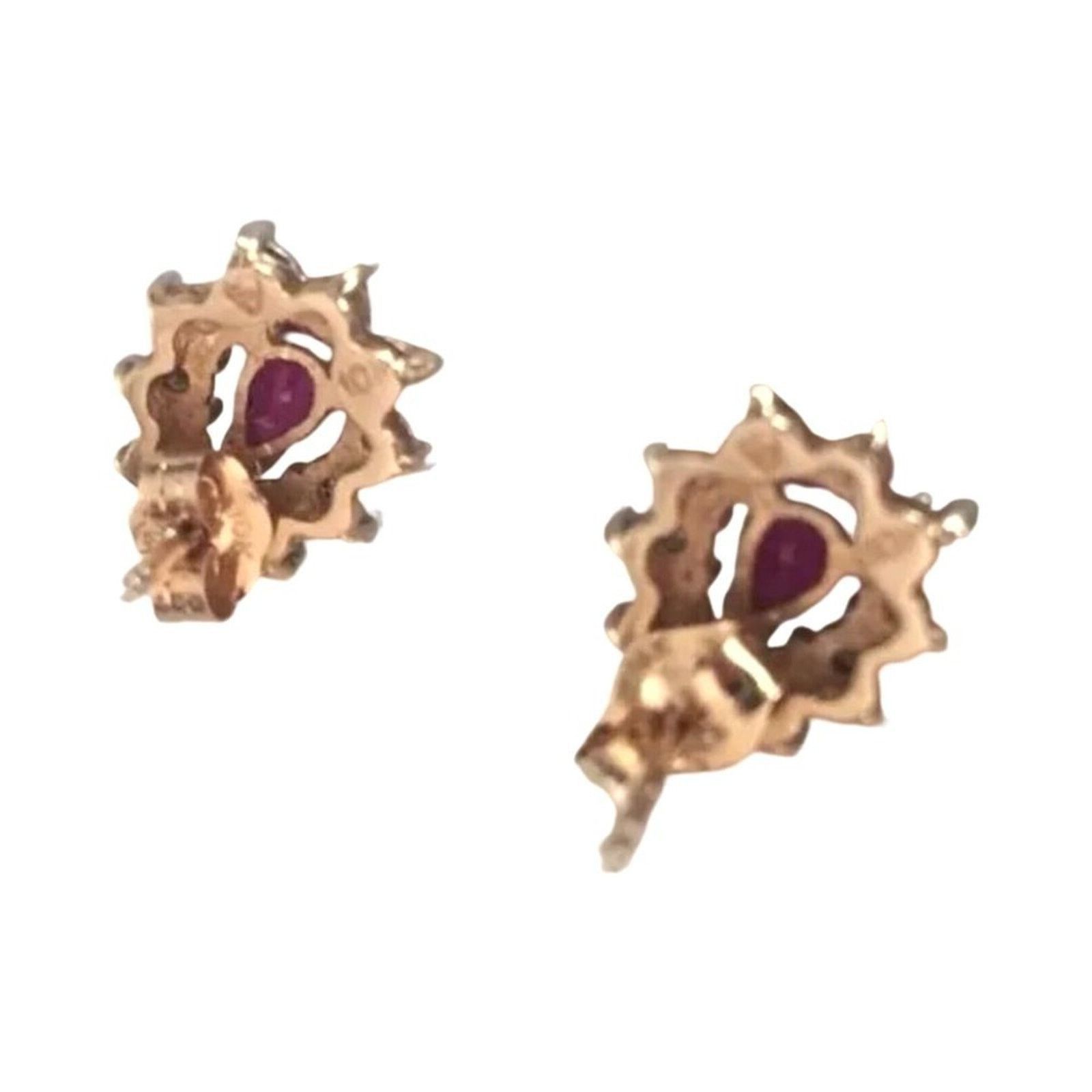 The Unbranded Brand 10K White Yellow Gold Genuine Ruby & Diamond Stud Earrings Size ONE SIZE - 5 Thumbnail