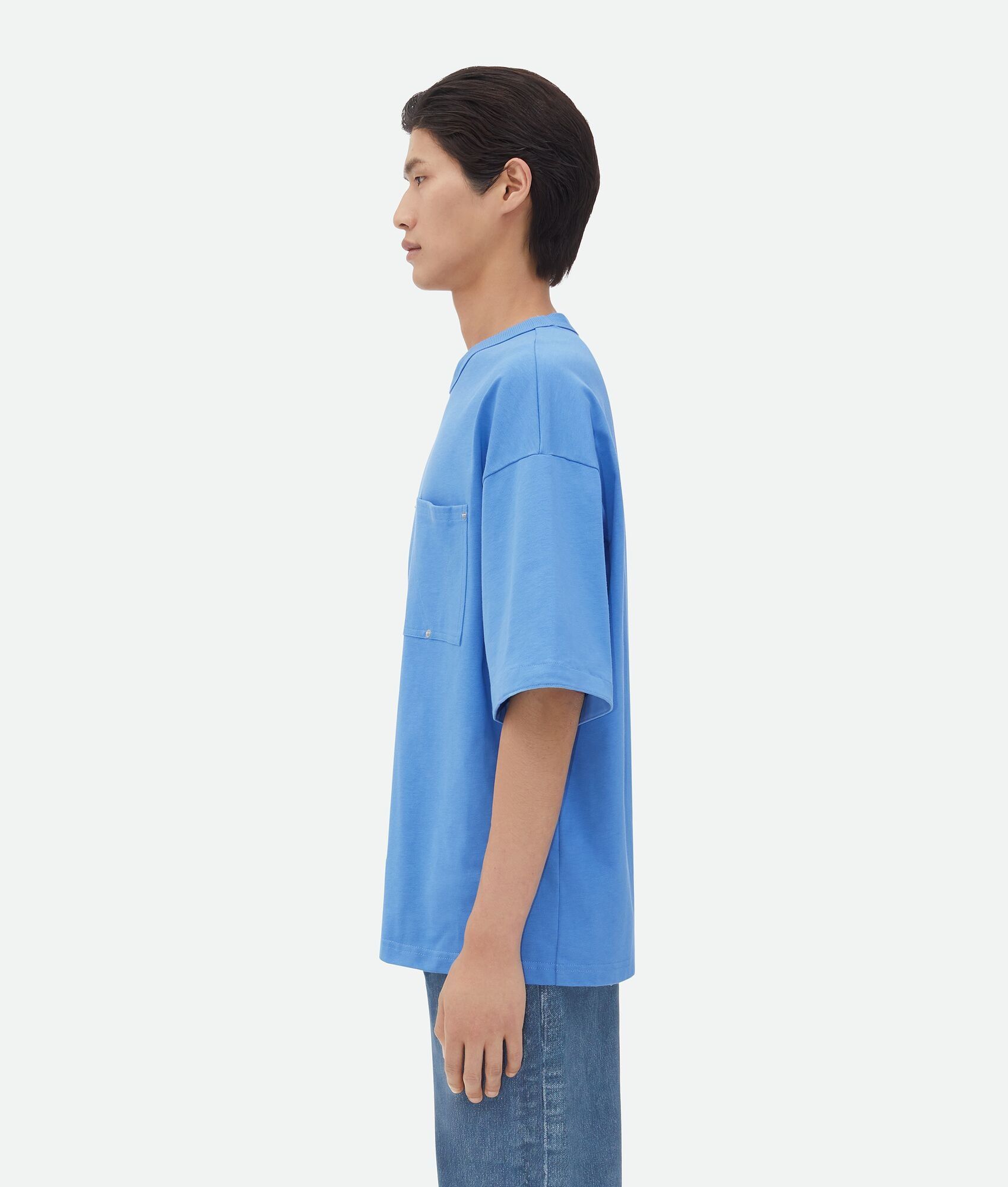 Bottega Veneta o1w1db10525 Cotton Jersey T-Shirt in Blue Size US M / EU 48-50 / 2 - 2 Thumbnail