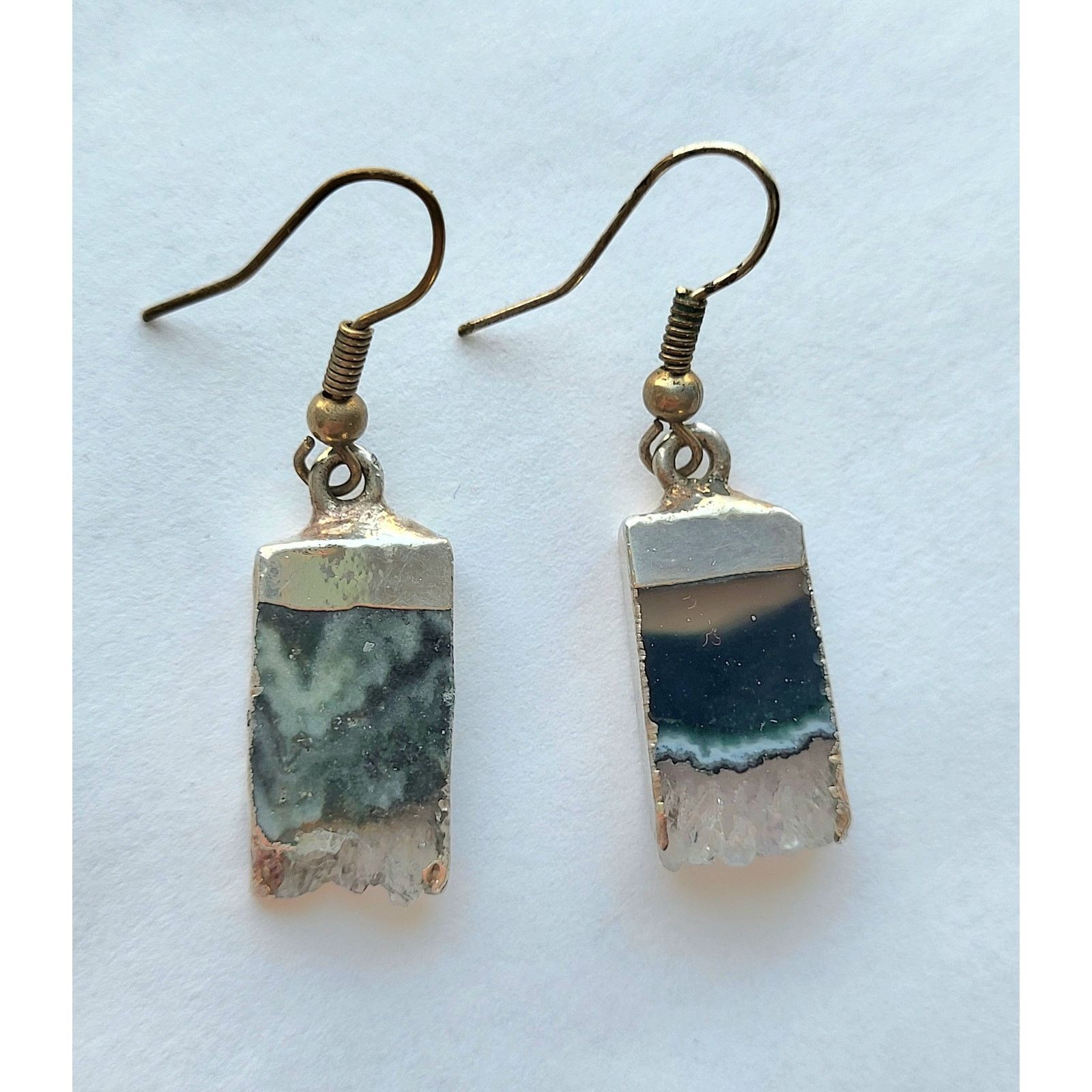 & Other Stories Artisan-Hand Made Moss Agate Druzy Geode Earrings Pierced Size ONE SIZE - 4 Thumbnail